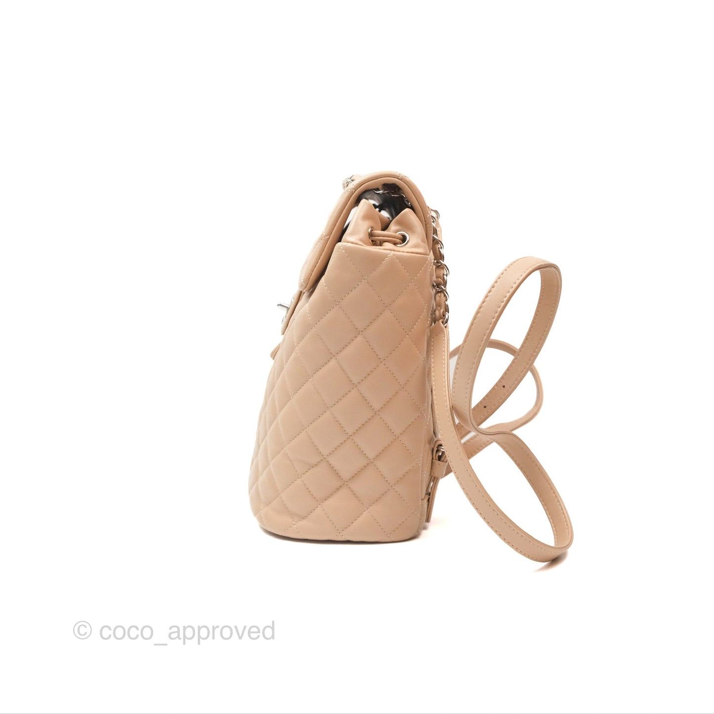 Chanel Quilted Small Urban Spirit Backpack Beige Lambskin Silver Hardware