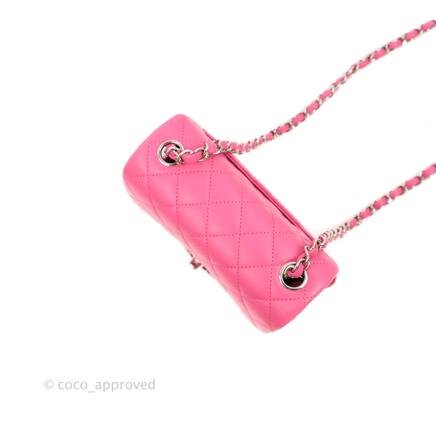 Chanel Classic Quilted Mini Square Flap Pink Lambskin Silver Hardware 19C