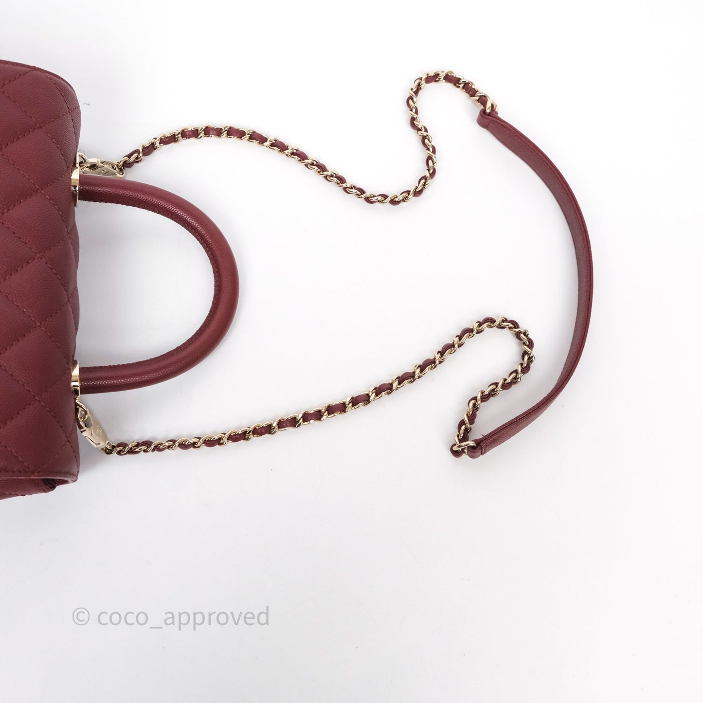 Chanel Small Coco Handle Quilted Red Burgundy Caviar Gold Hardware