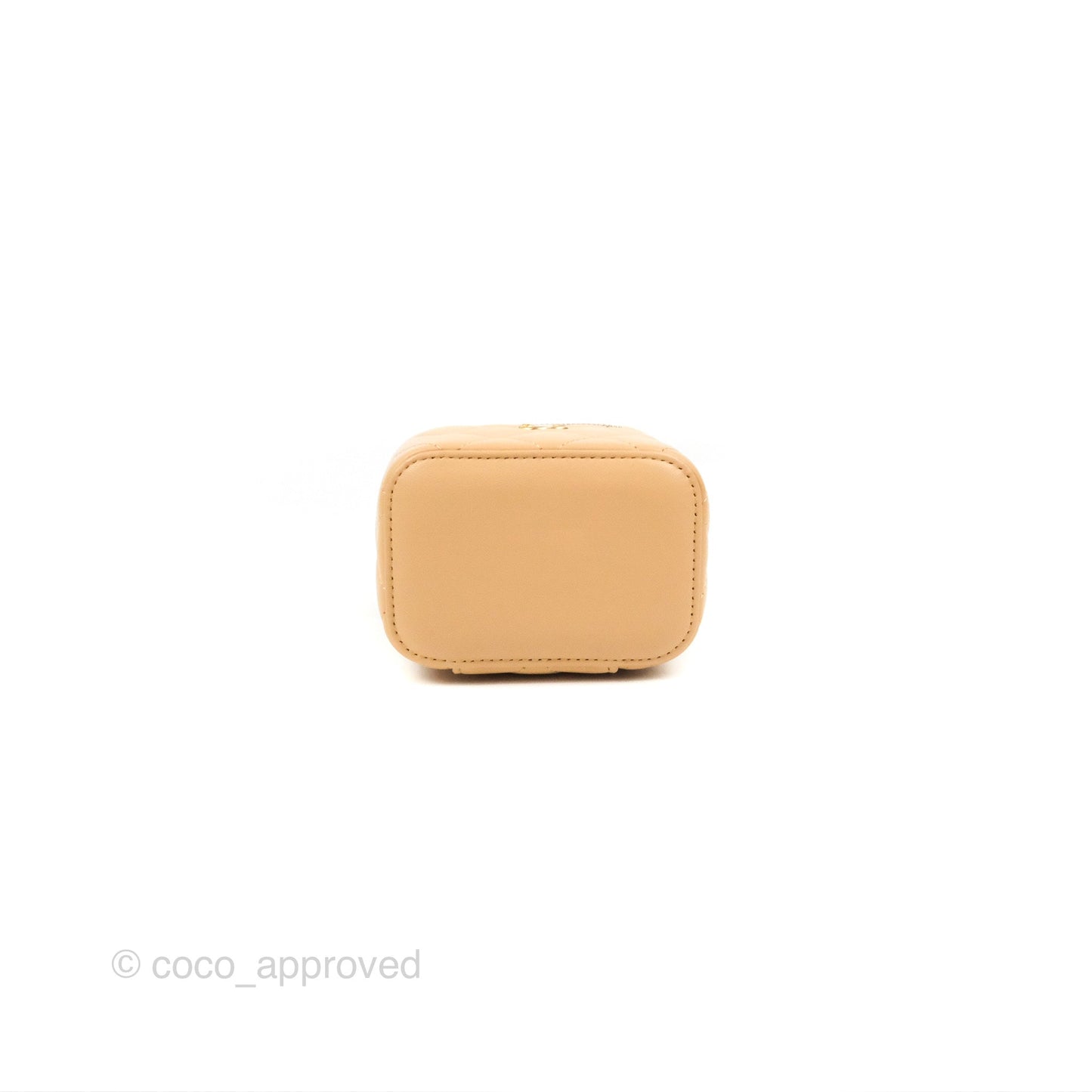 Chanel Mini Pearl Crush Vanity With Chain Beige Lambskin Aged Gold Hardware
