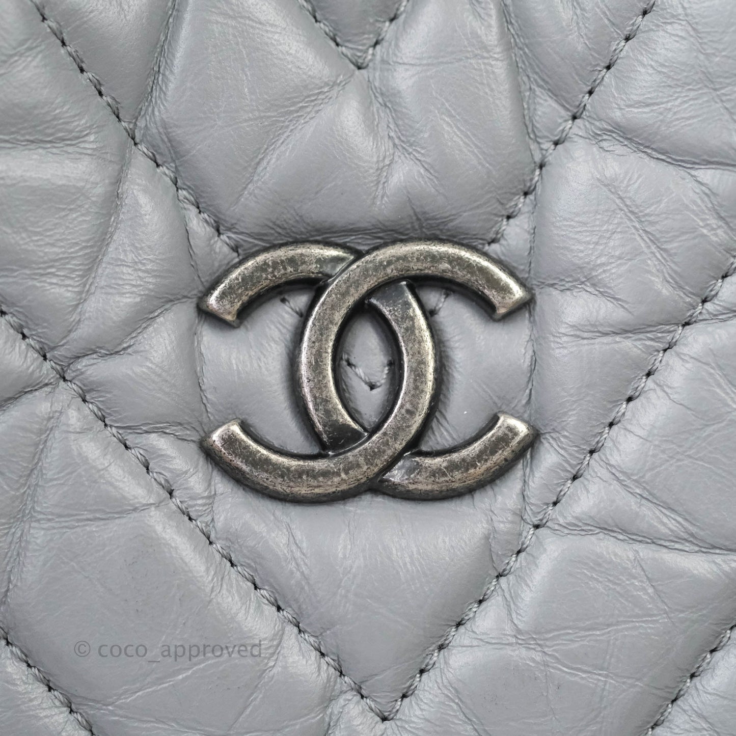 Chanel Small Chevron Gabrielle Backpack Aged Calfskin Grey