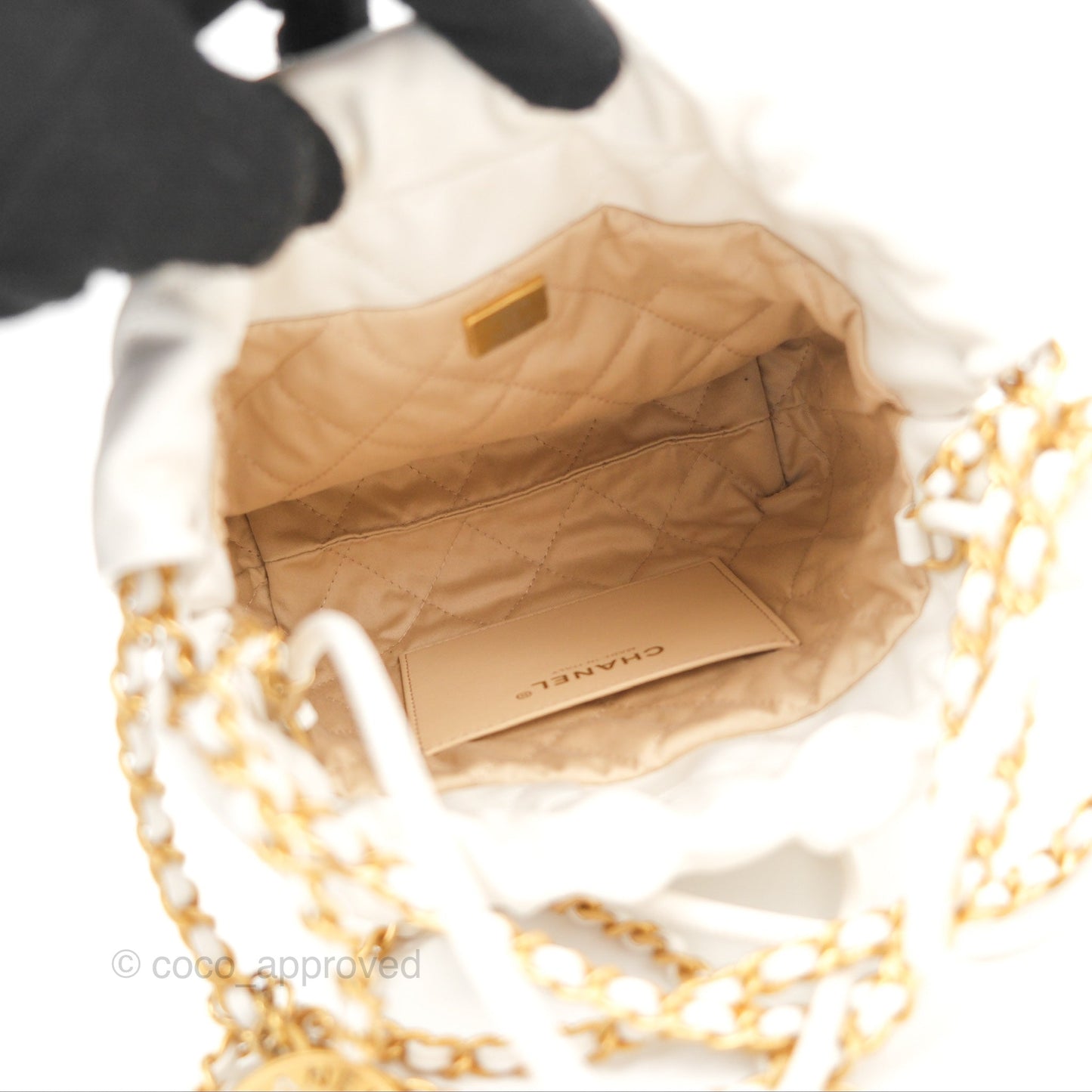Chanel 22 Mini Bag White Crumpled Calfskin