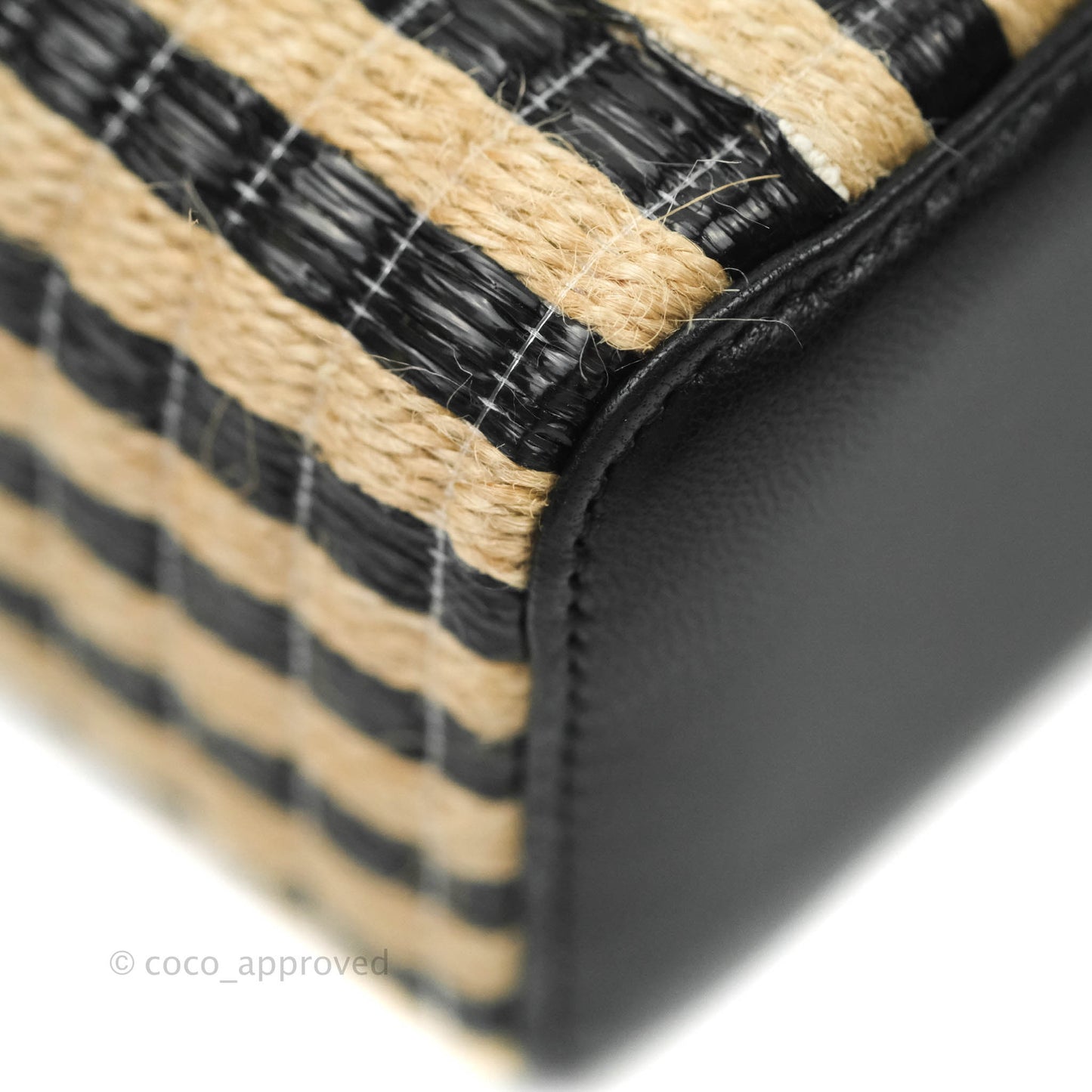 Chanel Vanity with Chain Raffia Jute Thread Black & Beige Gold Hardware