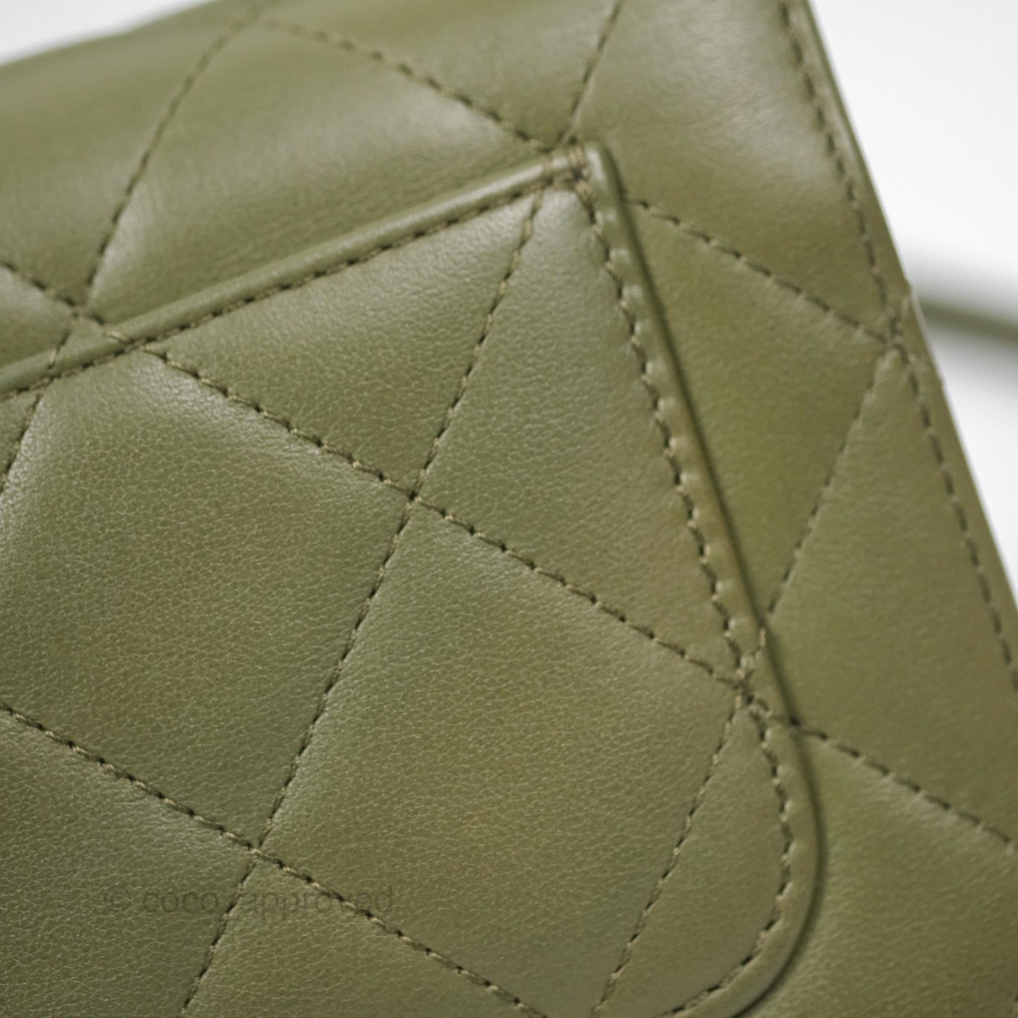 Chanel Small Coco Lady Quilted Flap Bag With Top Handle Olive Green Calfskin Gold Hardware