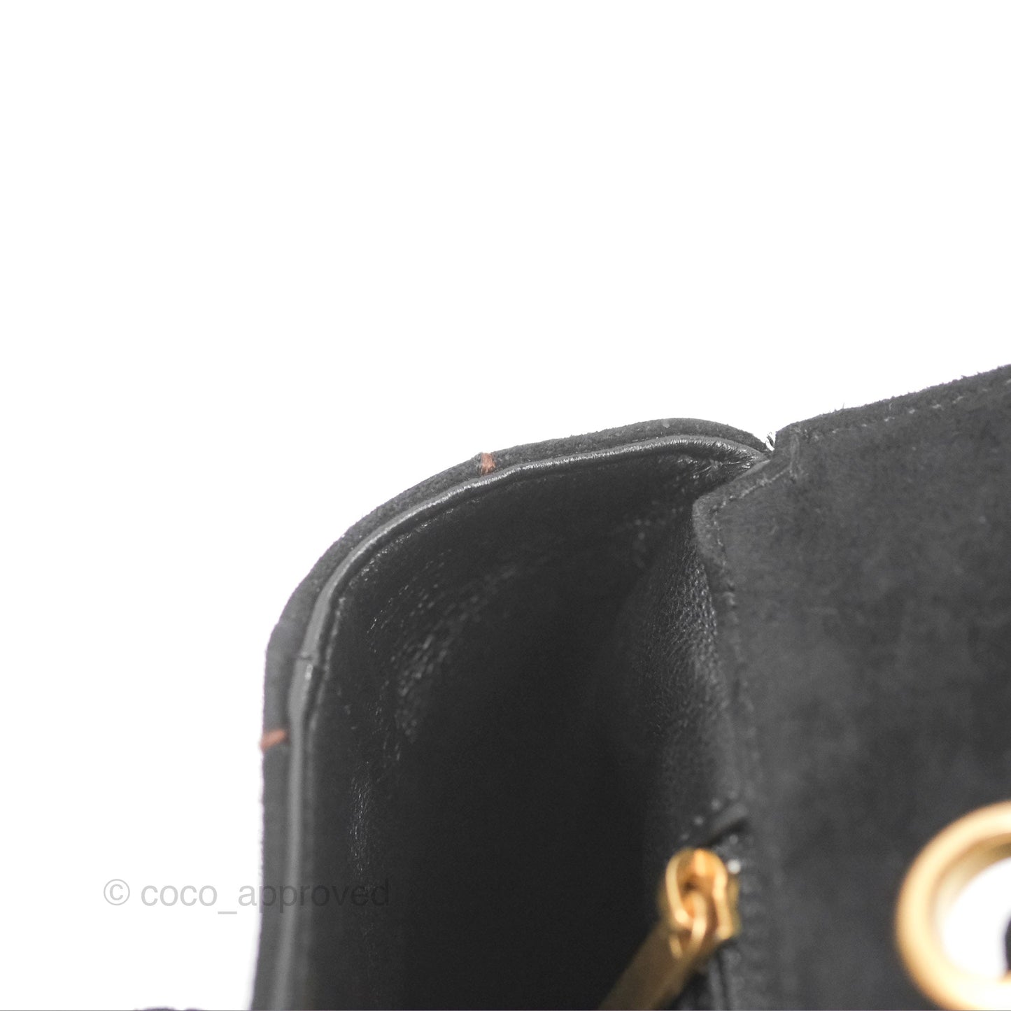 Chanel Bar Flap Black Suede Blushed Gold Hardware