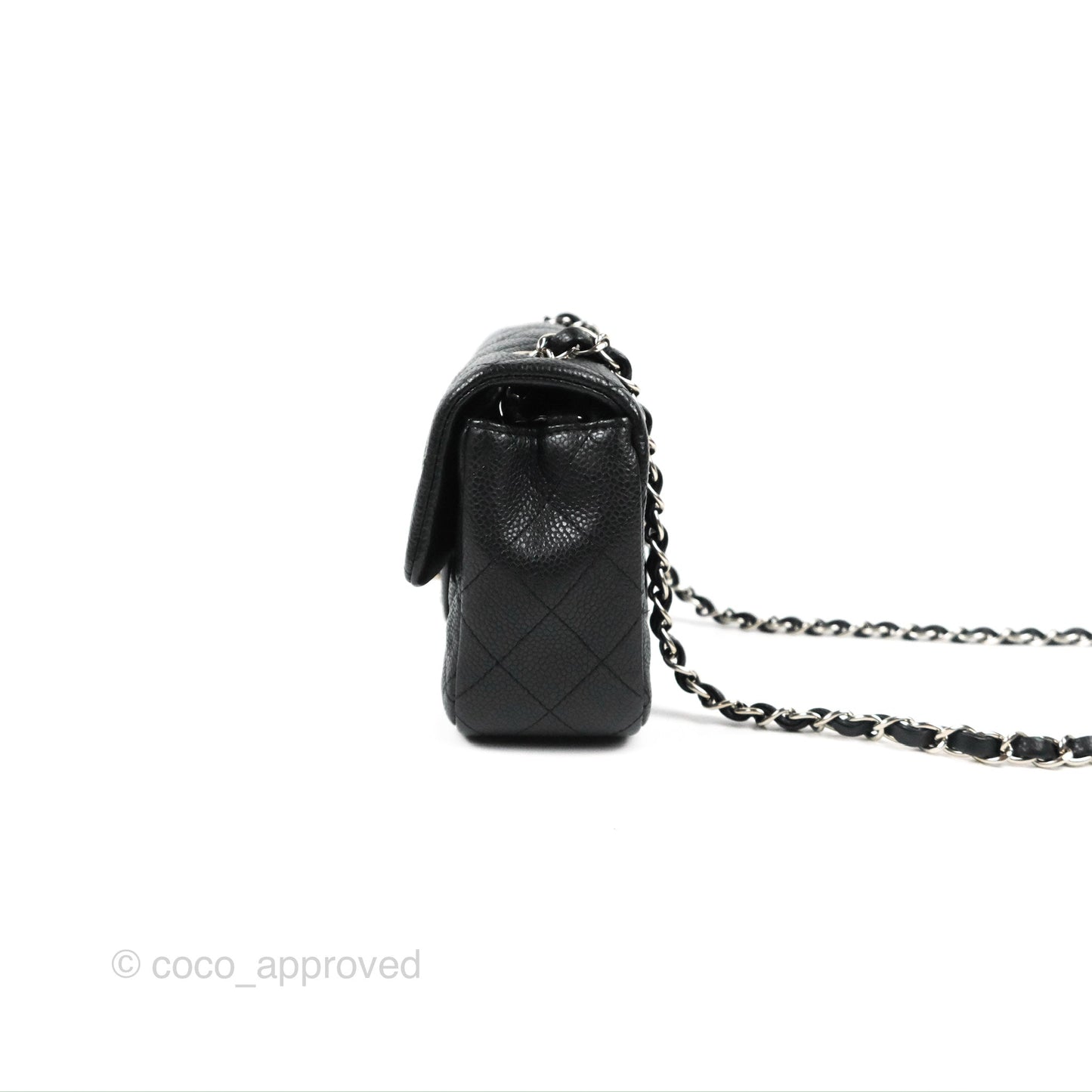 Chanel Quilted Mini Rectangular Flap Black Caviar Silver Hardware