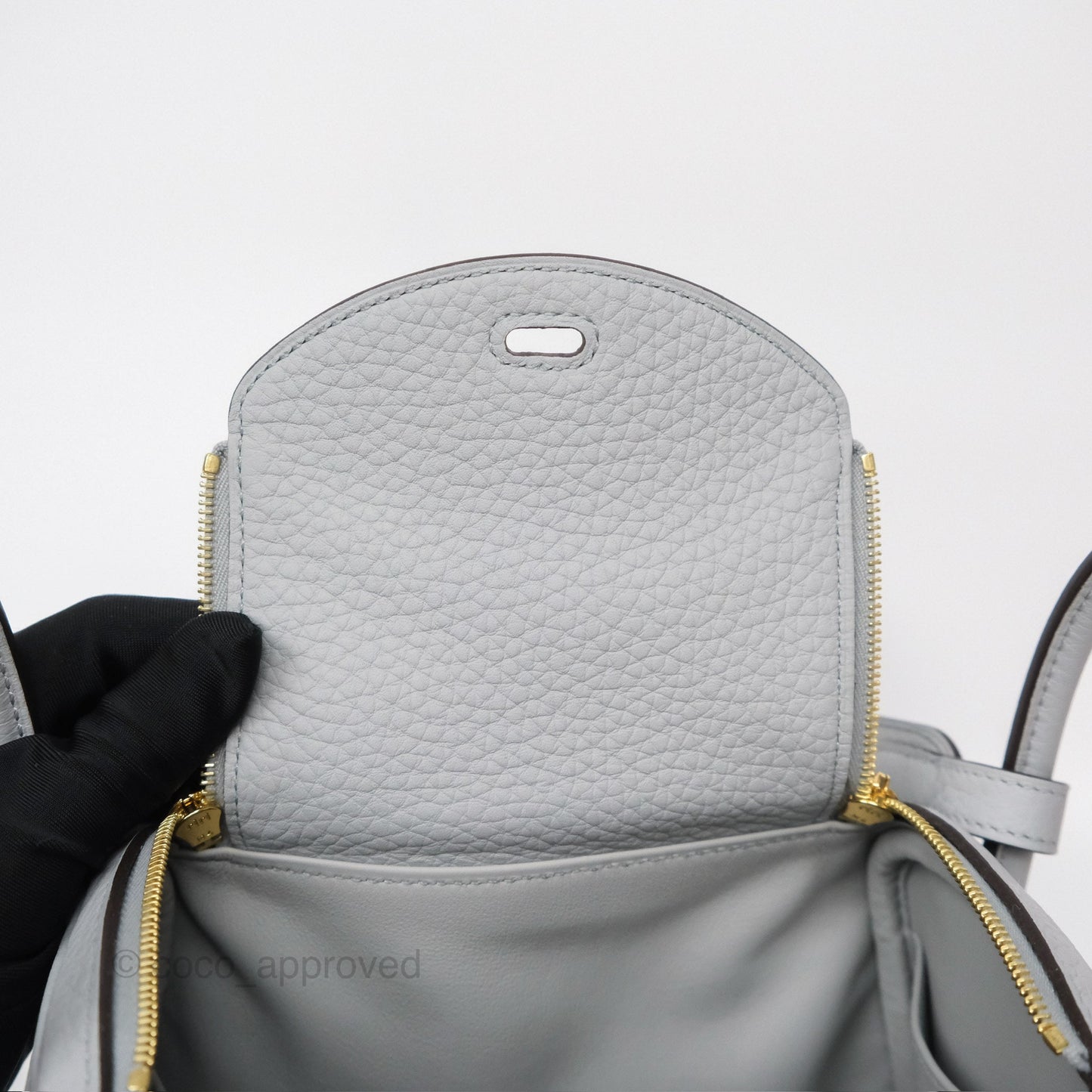 Hermès Mini Lindy 20 Blue Glacier 8U Clemence Gold Hardware