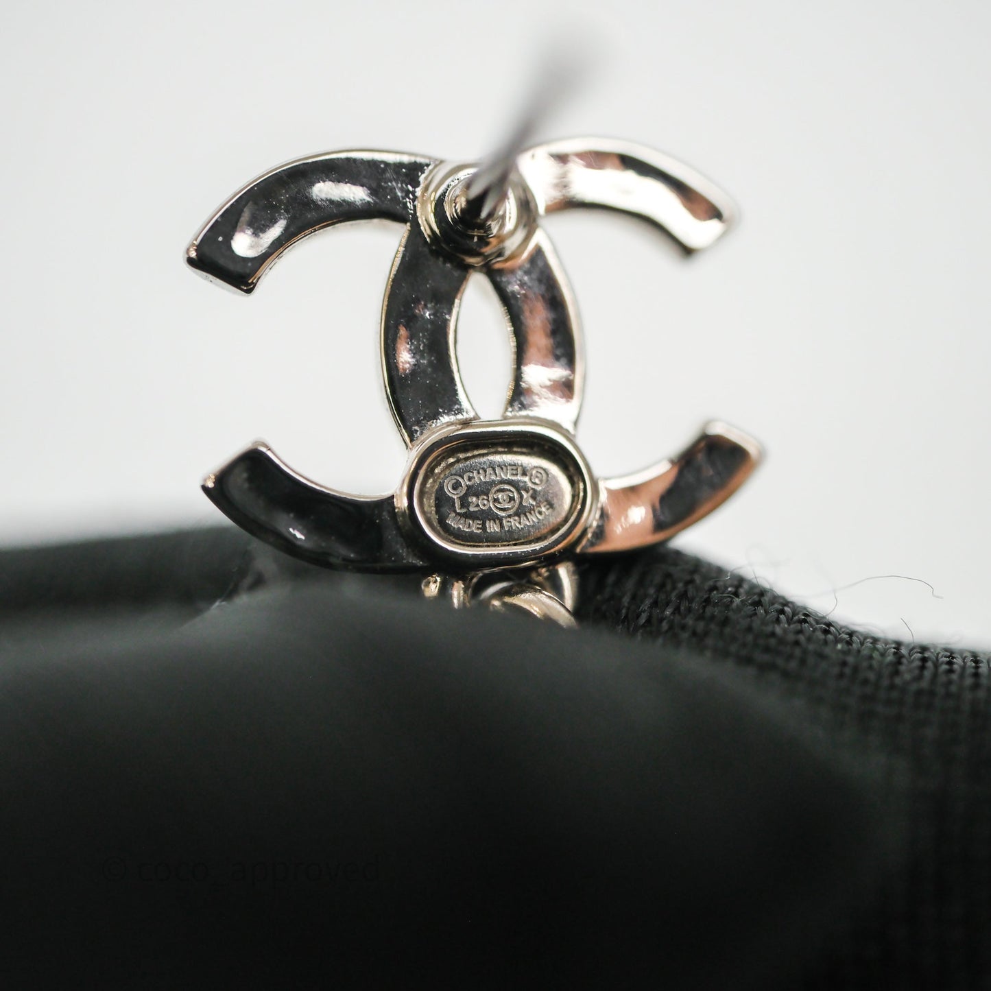 Chanel CC Black/ Green Resin Drop Earrings Silver Tone 26X