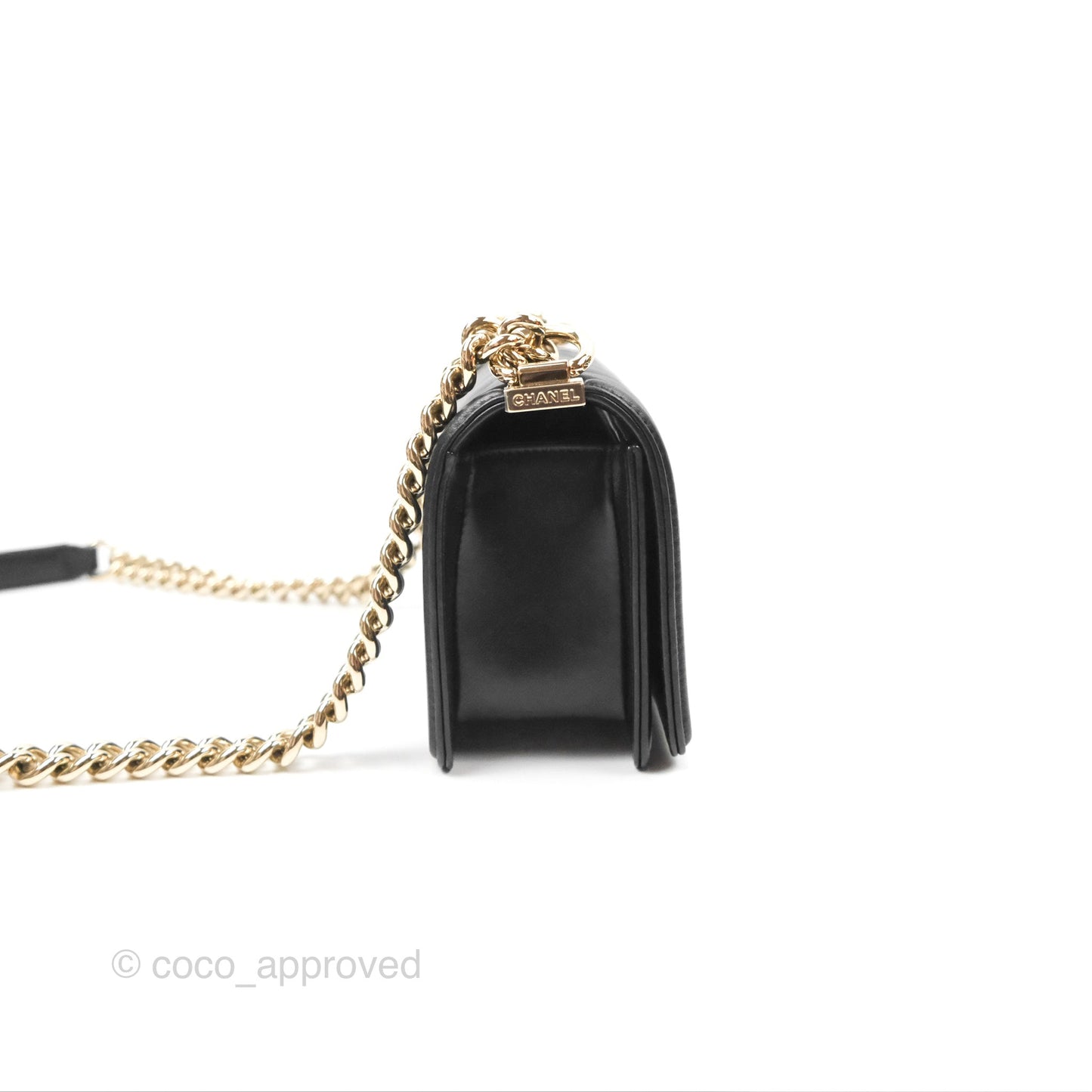 Chanel Small Boy Chevron Black Lambskin Gold Hardware