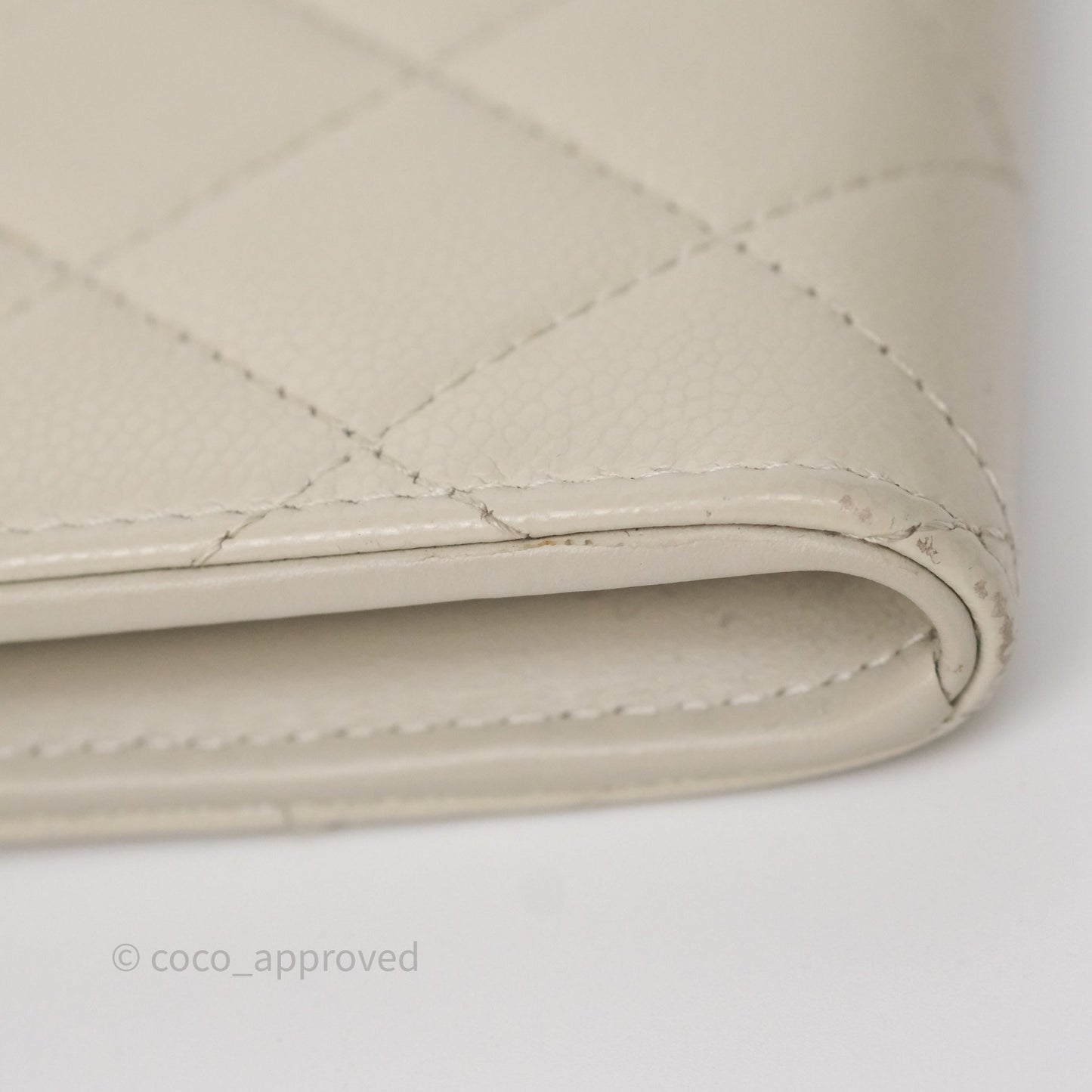 Chanel Zipper Card Holder Wallet Light Grey Caviar Gold Hardware