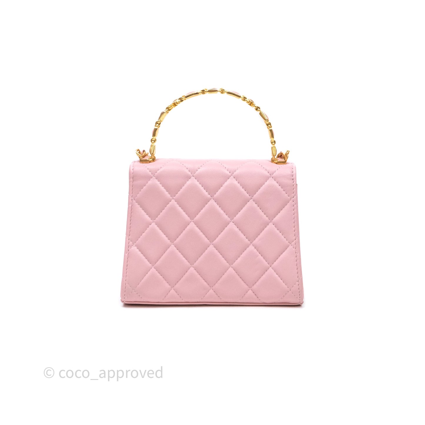 Chanel Mini Enamel Handle Clutch on Chain Pink Lambskin Gold Hardware
