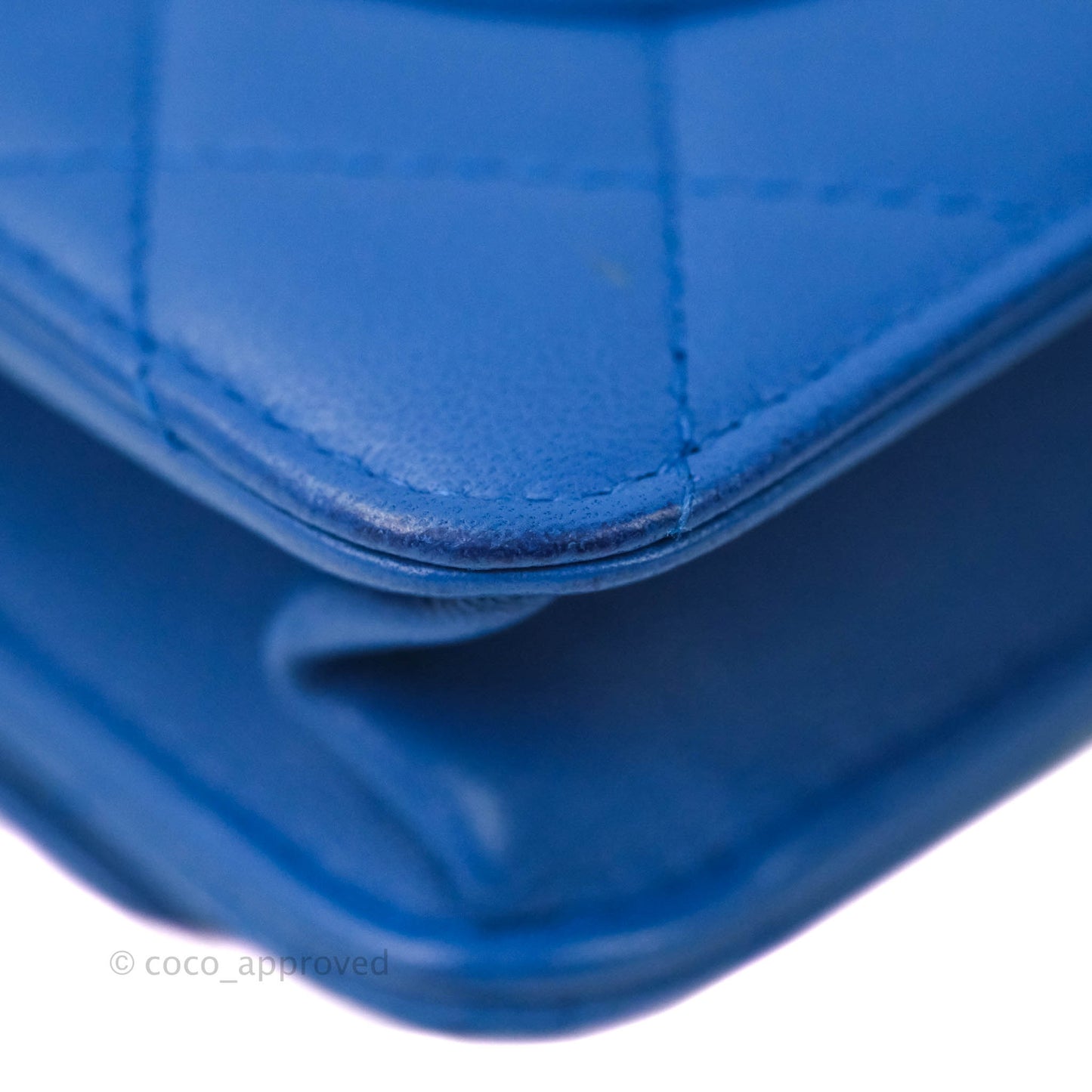 Chanel Quilted Wallet on Chain WOC Blue Lambskin Silver Hardware