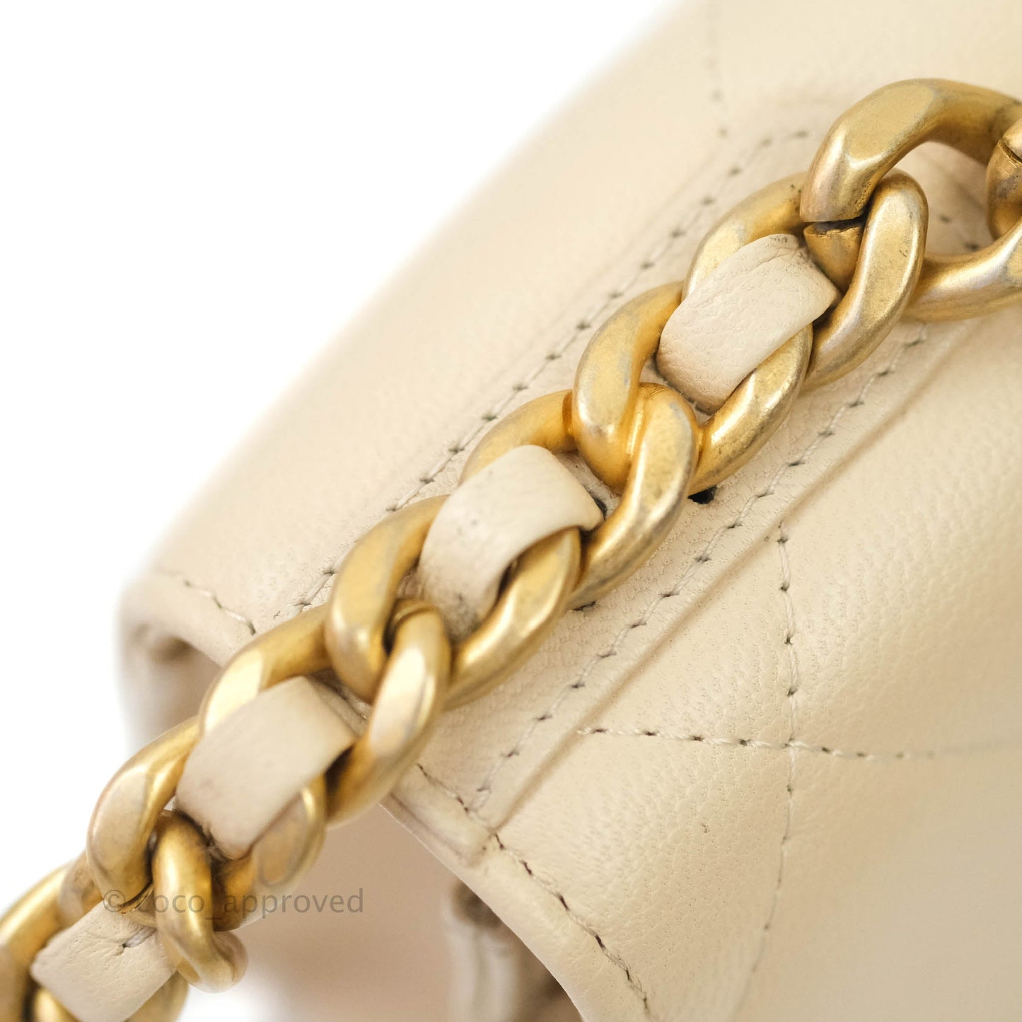 Chanel 19 Quilted Wallet on Chain WOC Beige Goatskin Mixed Hardware