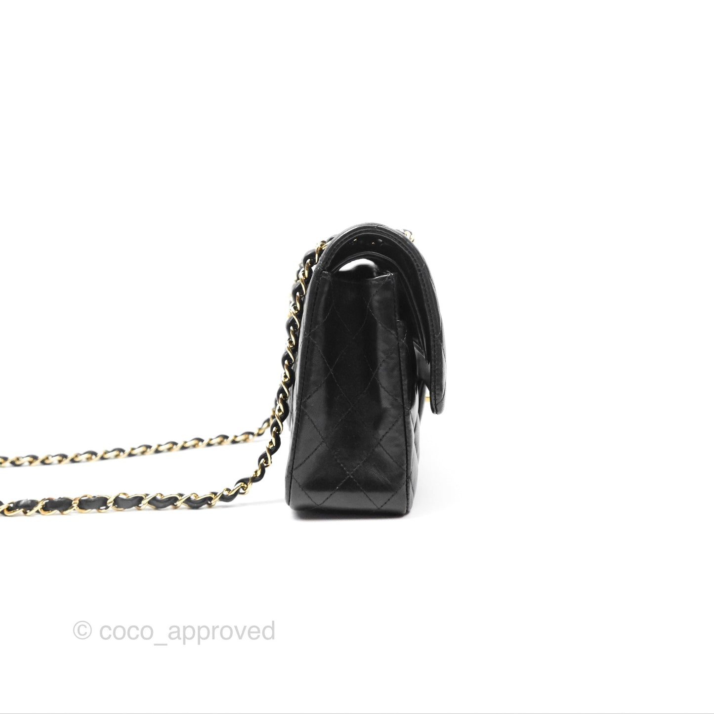 Chanel Classic M/L Medium Flap Quilted Black Lambskin Gold Hardware