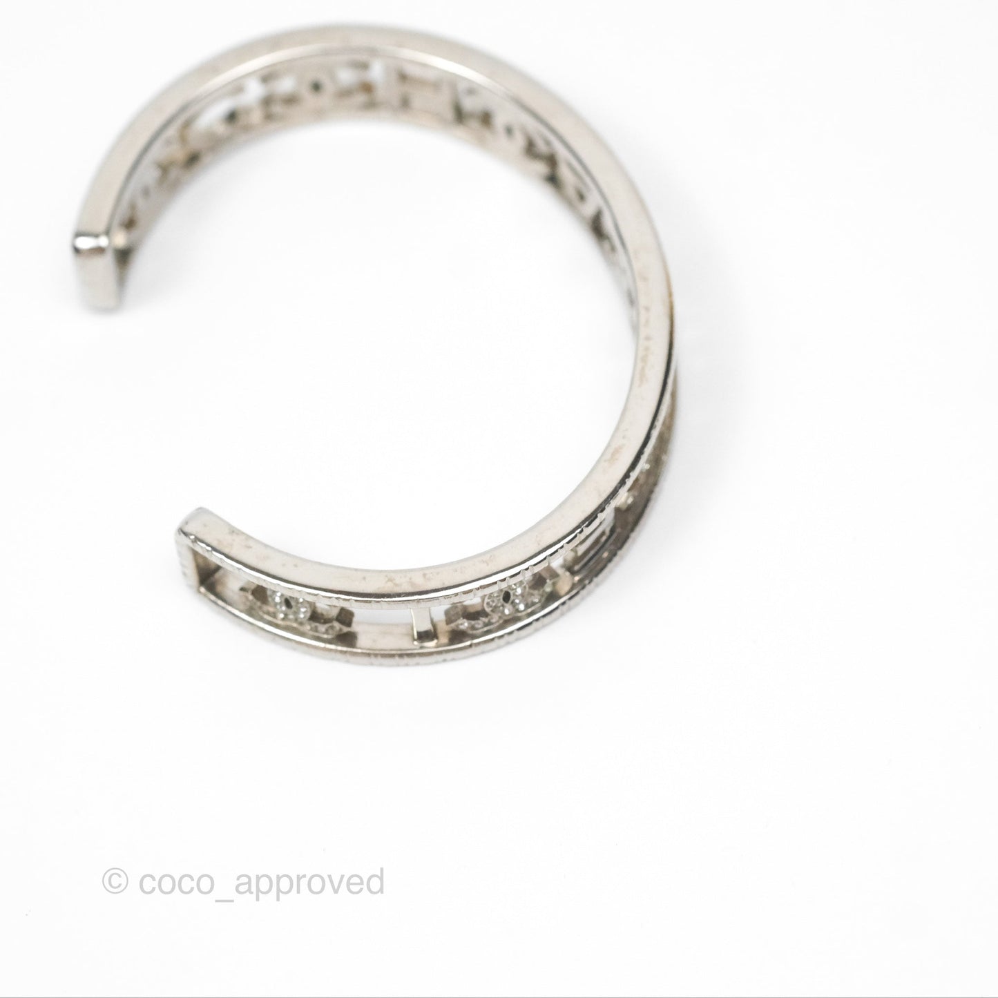 Chanel Logo CC Crystals Bangle Silver Tone 22A