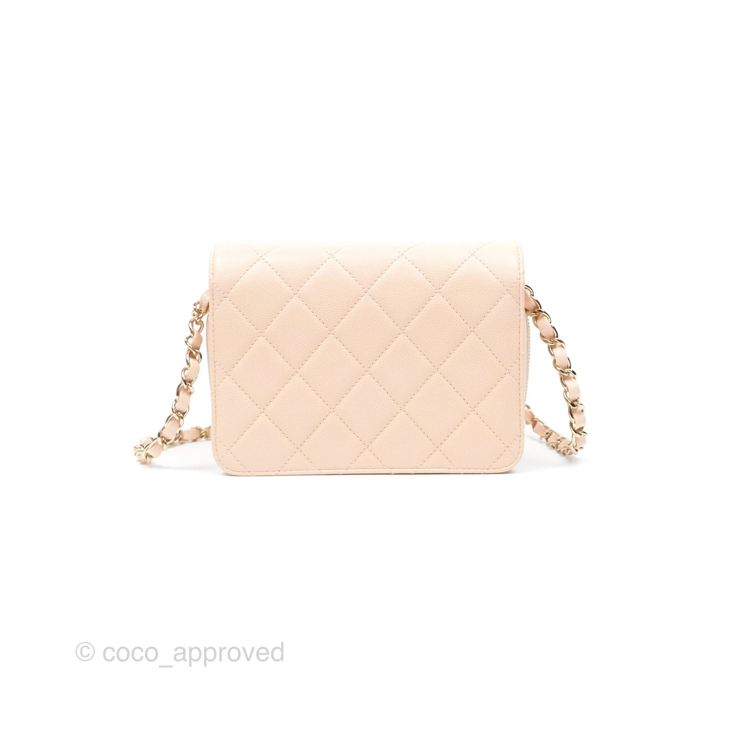 Chanel Quilted Small Like The Wallet Flap Light Beige Pink Caviar Light Gold Hardware 22C