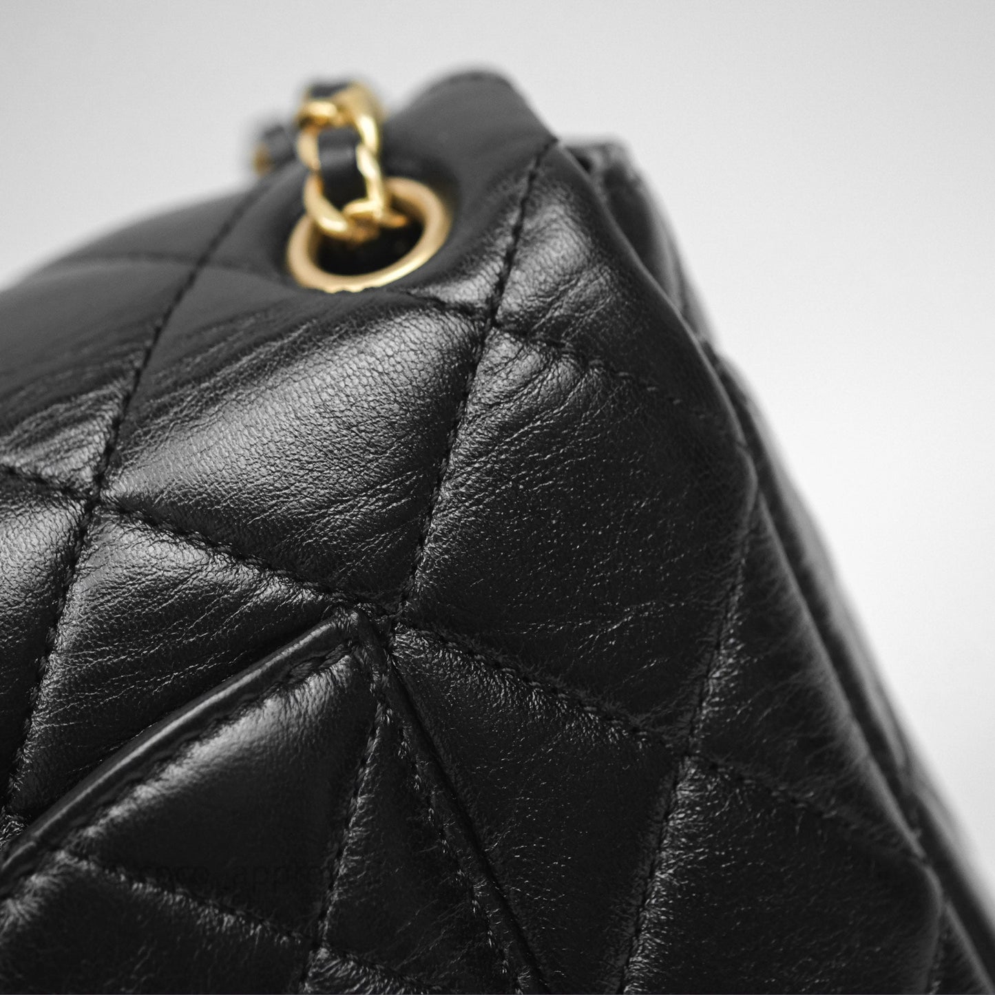 Chanel Quilted Flap Bag Black Lambskin Aged Gold Hardware 22P