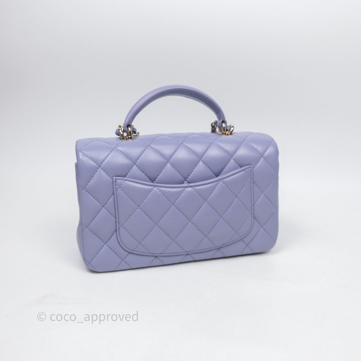 Chanel Top Handle Mini Rectangular Flap Purple Lambskin Gold Hardware