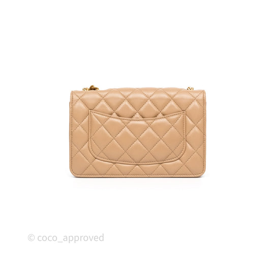 Chanel All Slide Wallet on Chain WOC Adjustable Chain Quilted Beige Lambskin