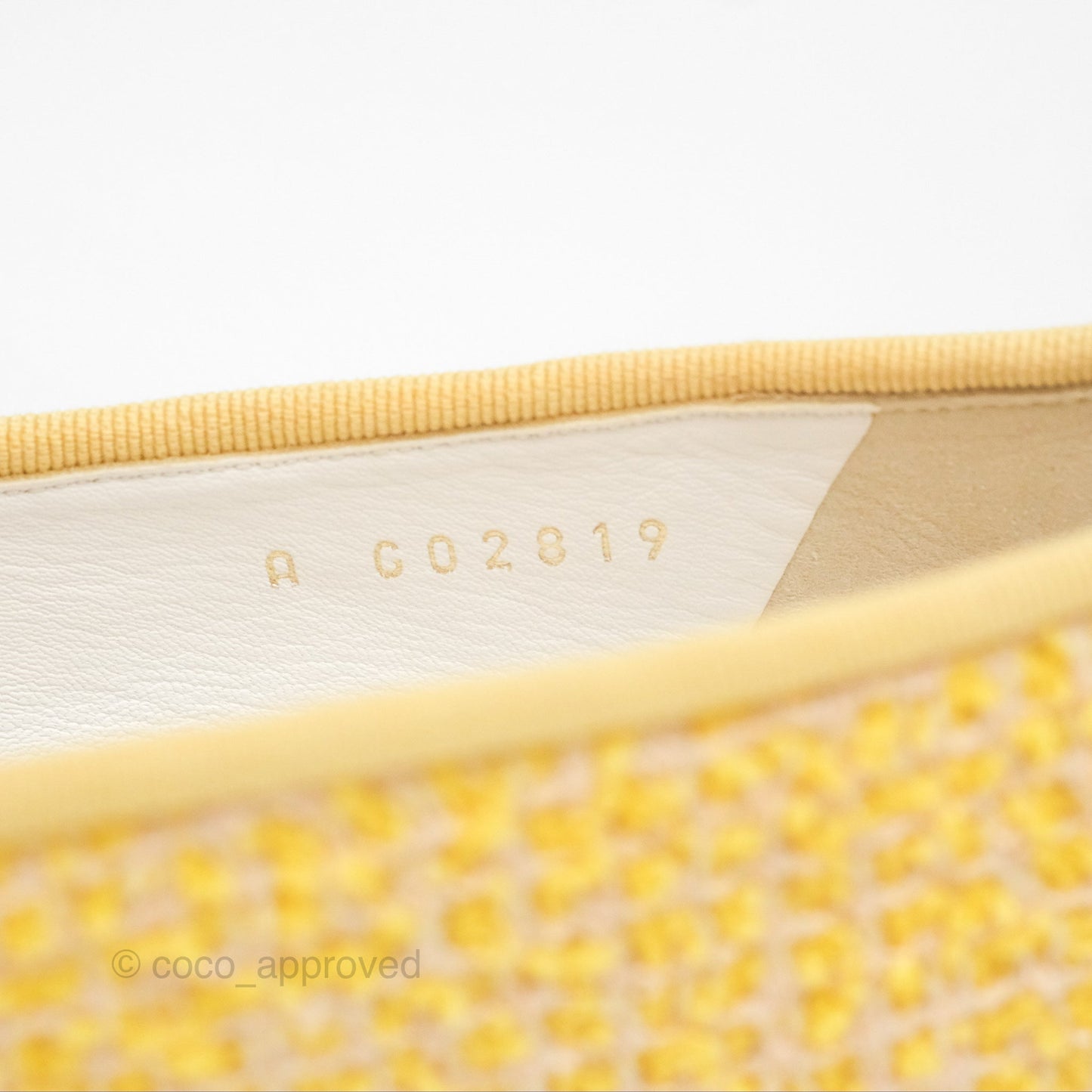 Chanel Ballerina Flats Yellow Tweed White Size 37