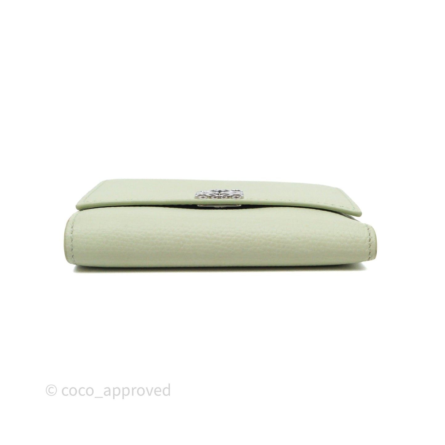 Loewe Anagram Small Vertical Wallet Green Silver Hardware