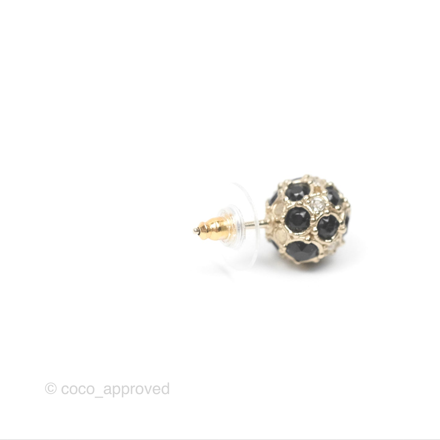 Chanel Crystal Black Resin Ball Earrings 19P