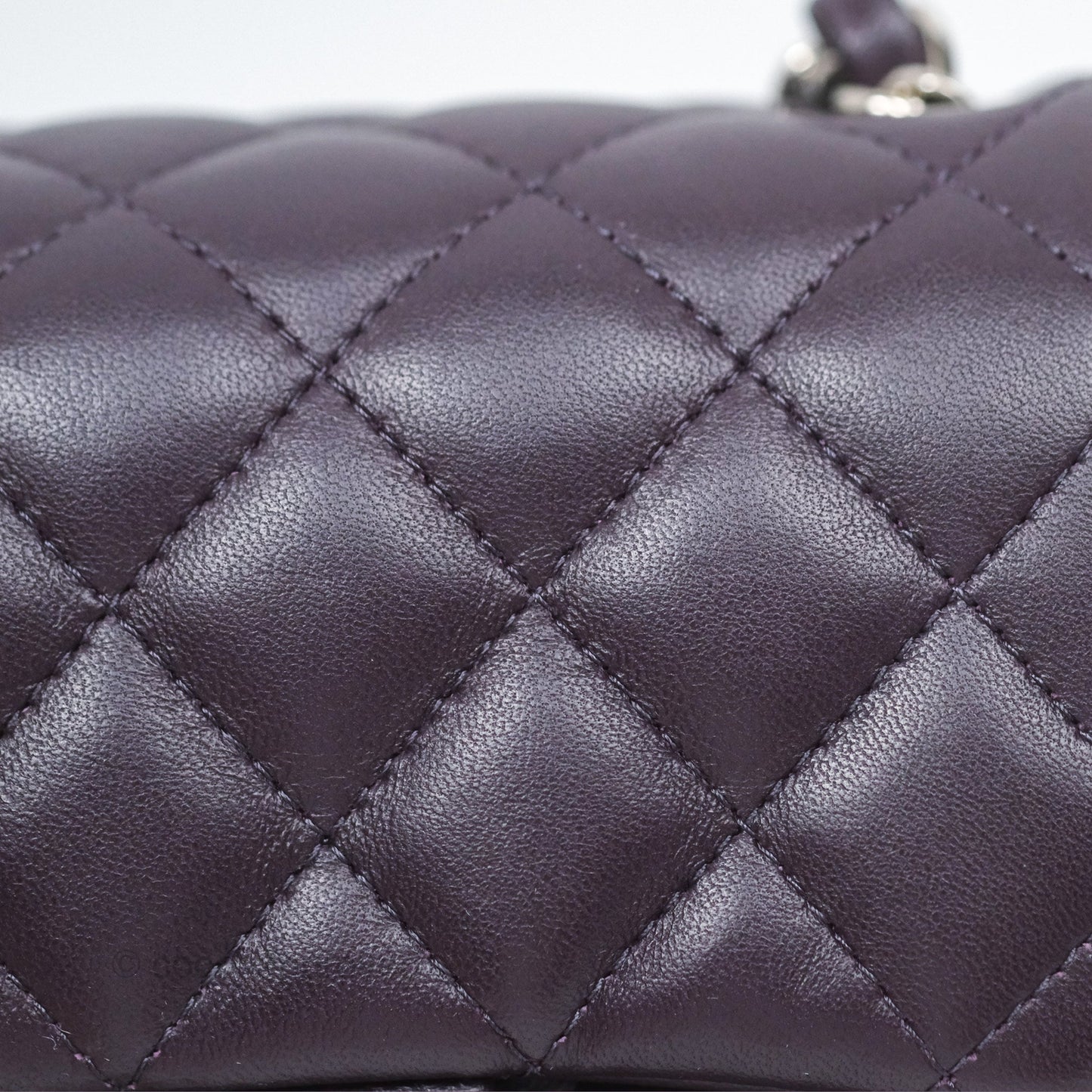 Chanel Quilted Mini Square Dark Purple Lambskin Silver Hardware