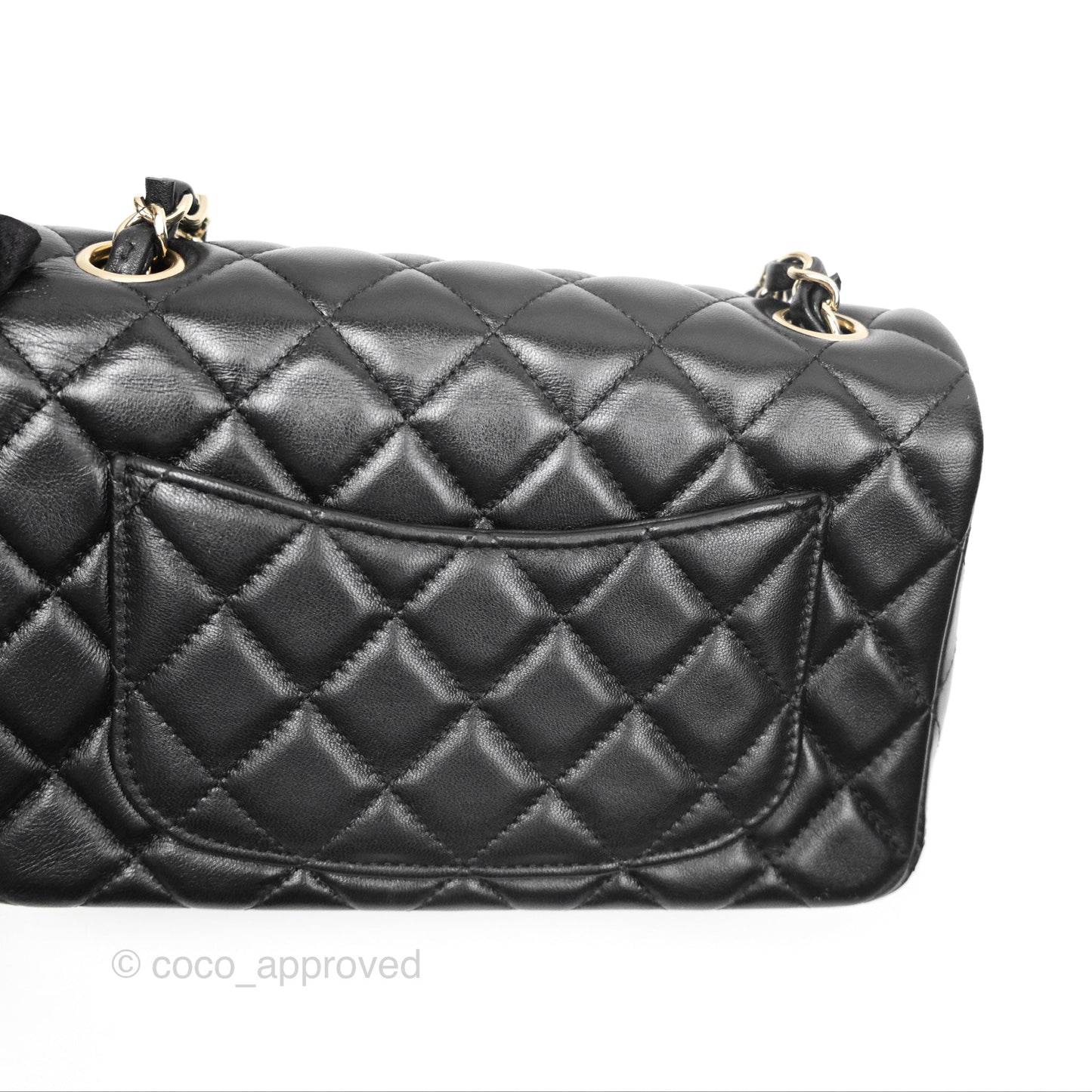 Chanel Mini Rectangular Flap Quilted Black Lambskin Gold Hardware