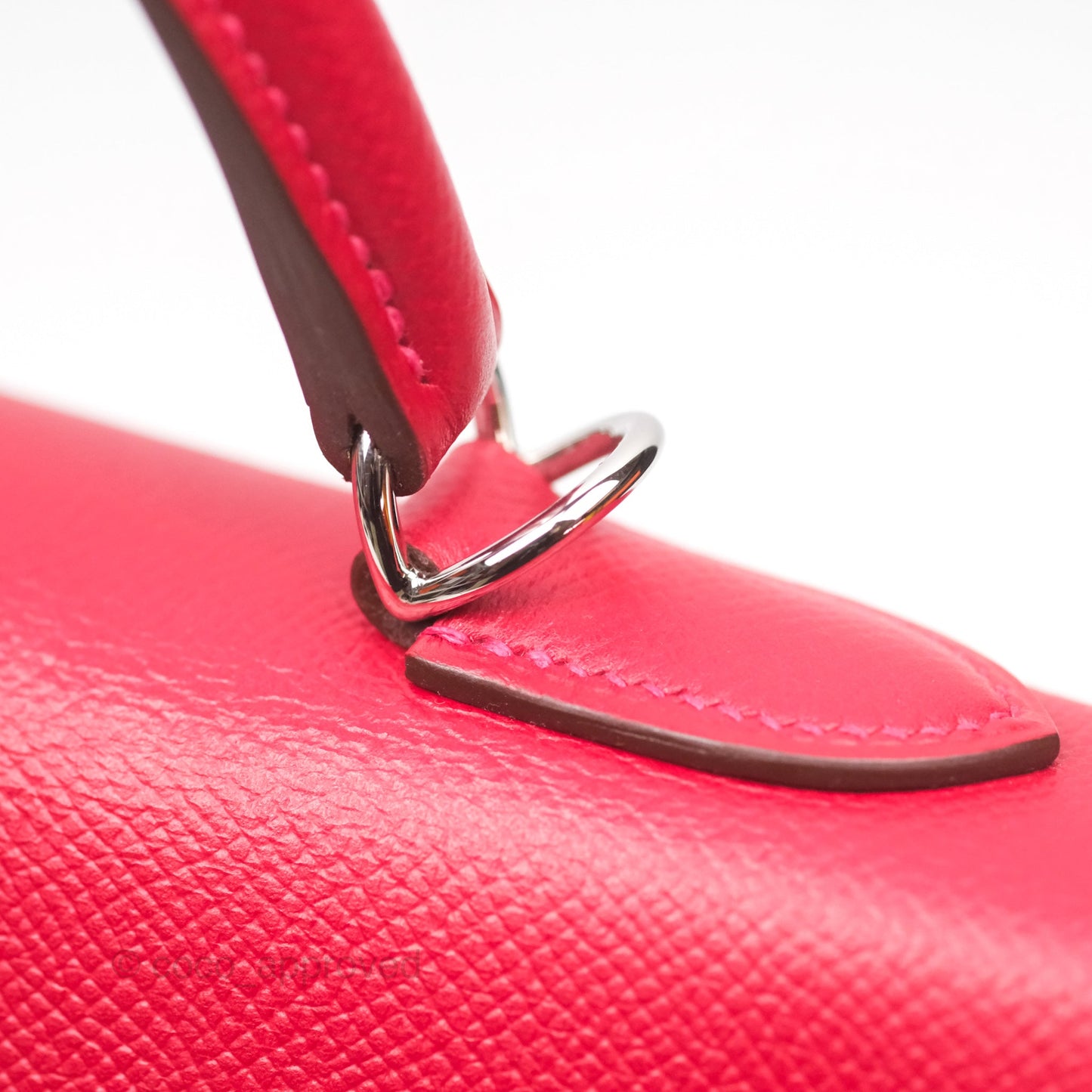 Hermès Kelly 32 Sellier Rouge Casaque Q5 Epsom Palladium Hardware