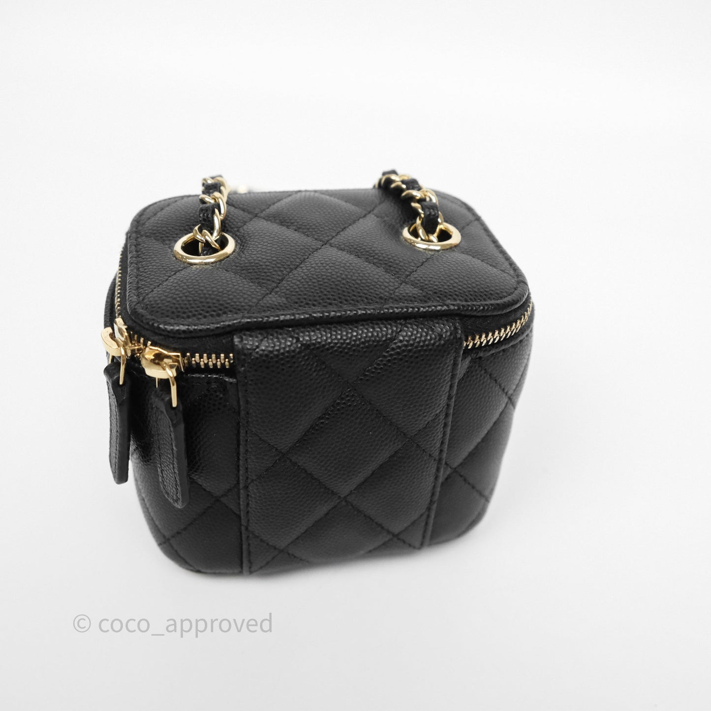 Chanel Mini Vanity With Chain Black Caviar Gold Hardware