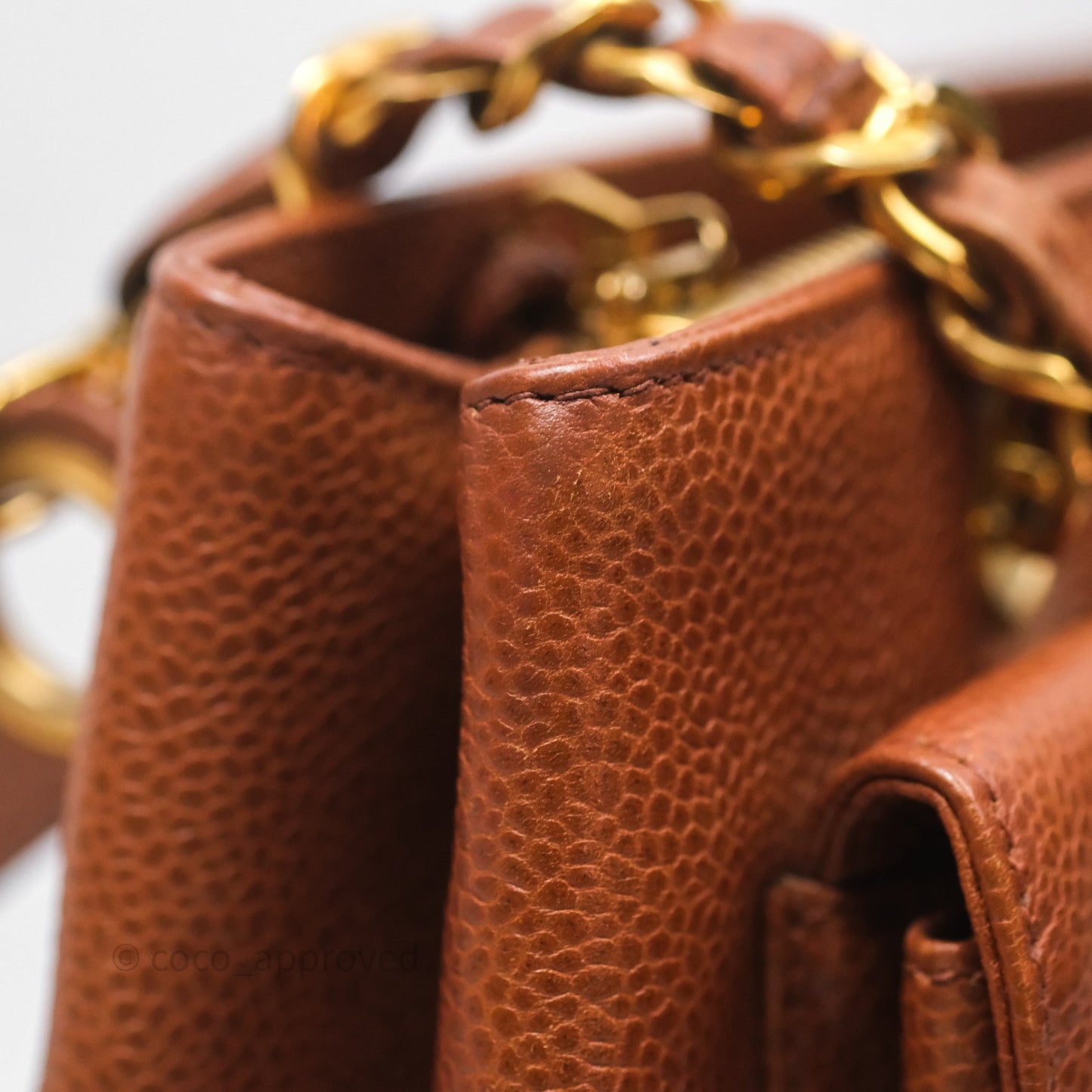 Chanel Vintage Tote Caramel Caviar 24K Gold Hardware