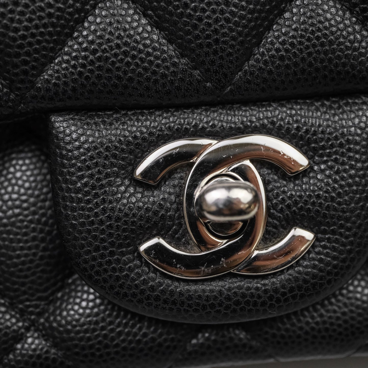 Chanel Mini Square Quilted Black Caviar Silver Hardware