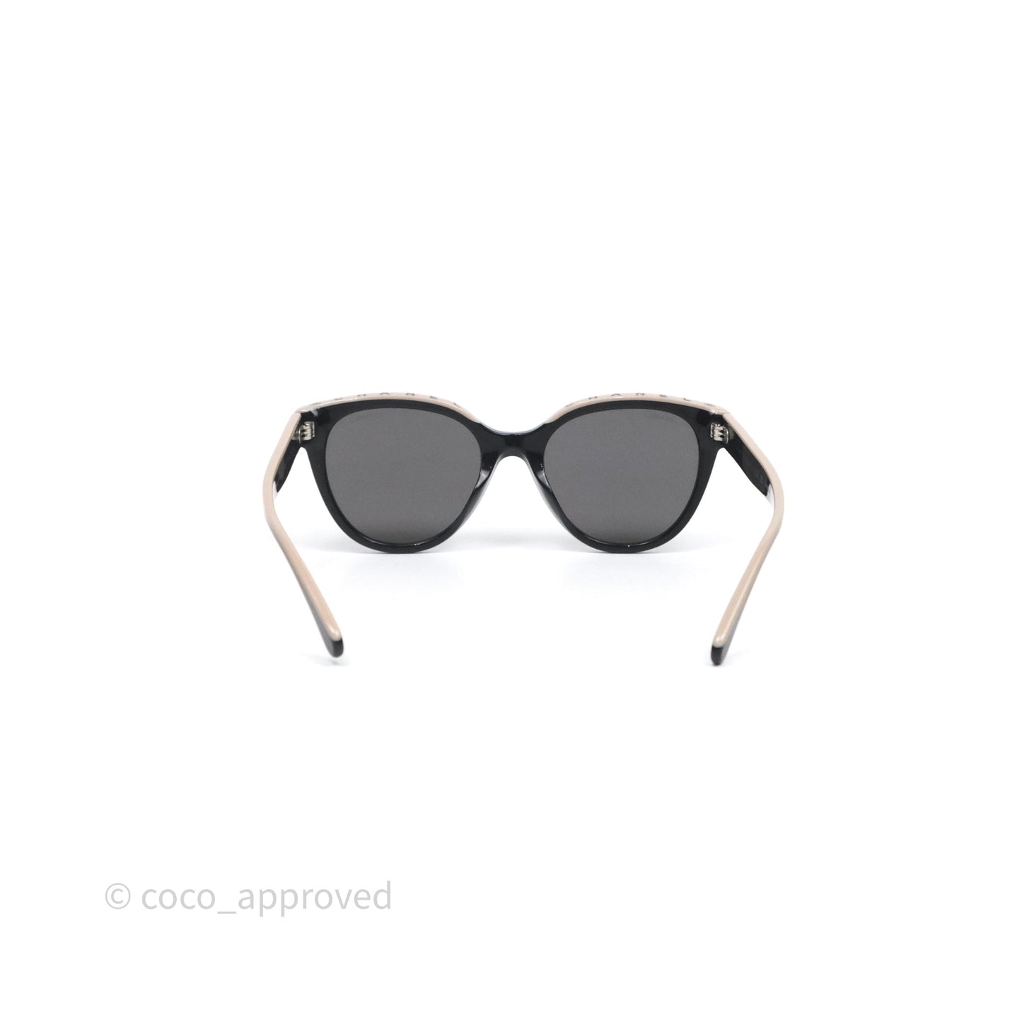 Chanel Logo Butterfly Sunglasses Black Beige Acetate