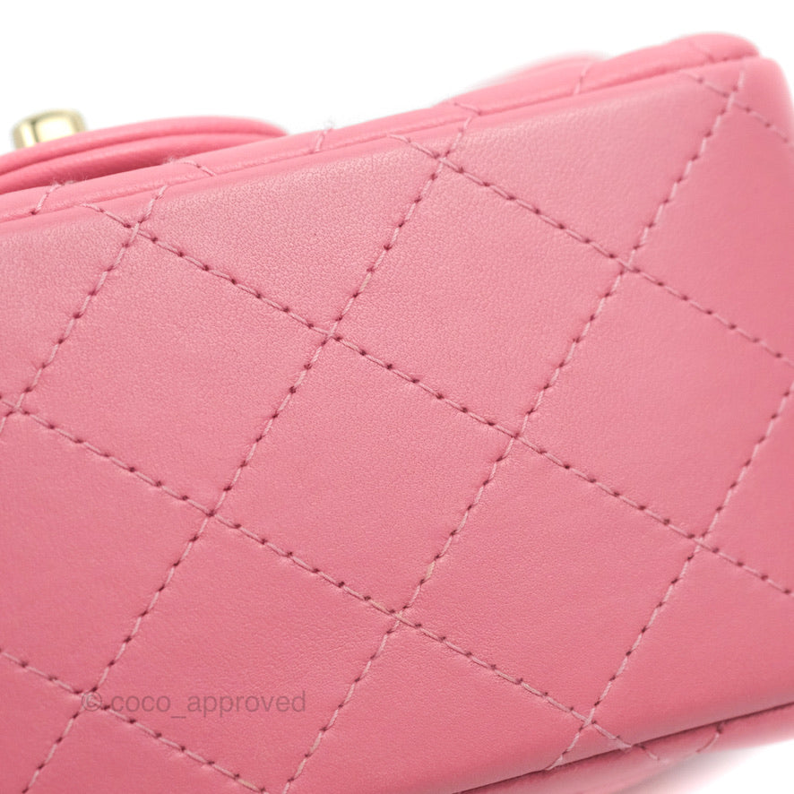 Chanel Mini Square Flap Pink Lambskin Gold Hardware