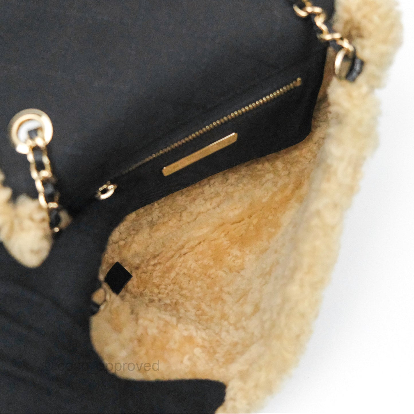 Chanel Mania CC Shearling Flap Bag Black Crumpled Glazed Sheepskin