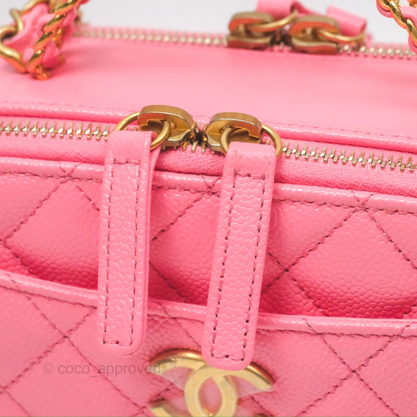 Chanel Caviar Quilted Pick Me Up Small Vanity Case Hot Pink