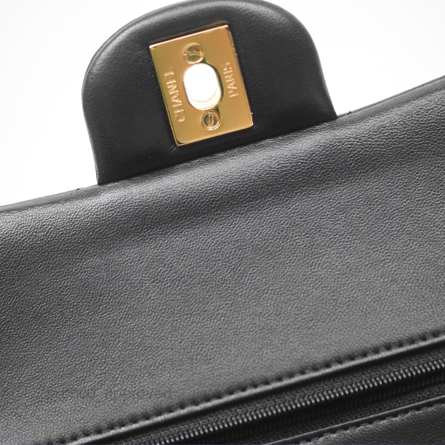 Chanel Classic M/L Medium Flap Quilted Black Lambskin Gold Hardware