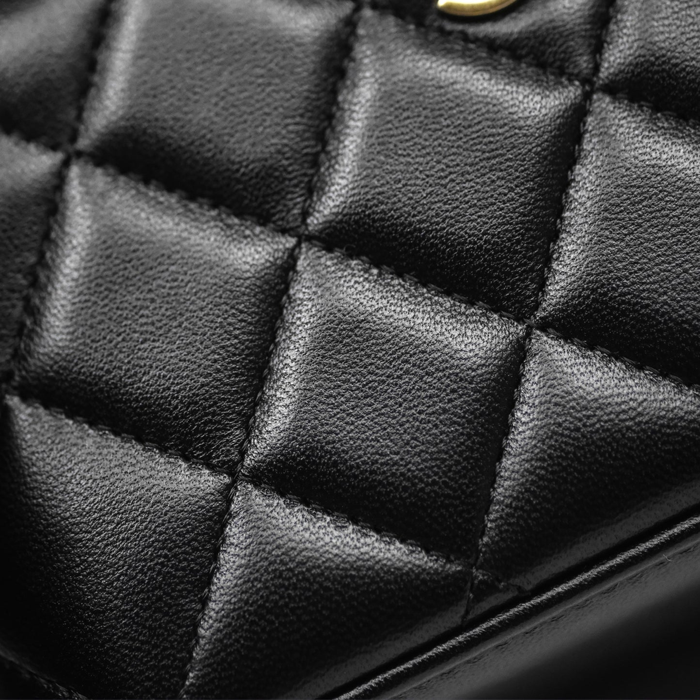 Chanel Vanity Rectangular Top Handle Black Lambskin Aged Gold Hardware