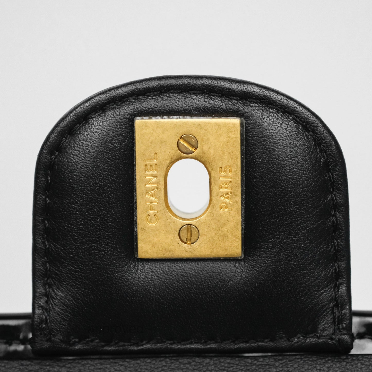 Chanel Mini School Memory Top Handle Flap Black Patent 22K