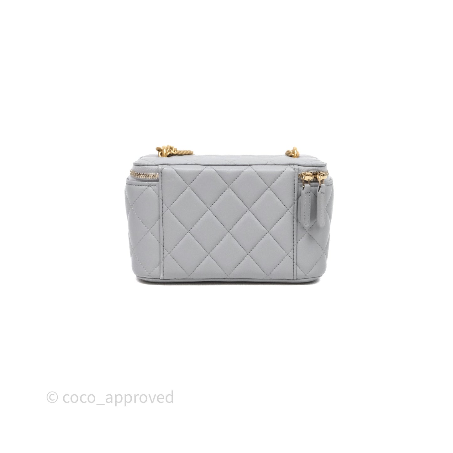 Chanel Vanity with Adjustable Chain Grey Lambskin Aged Gold Hardware