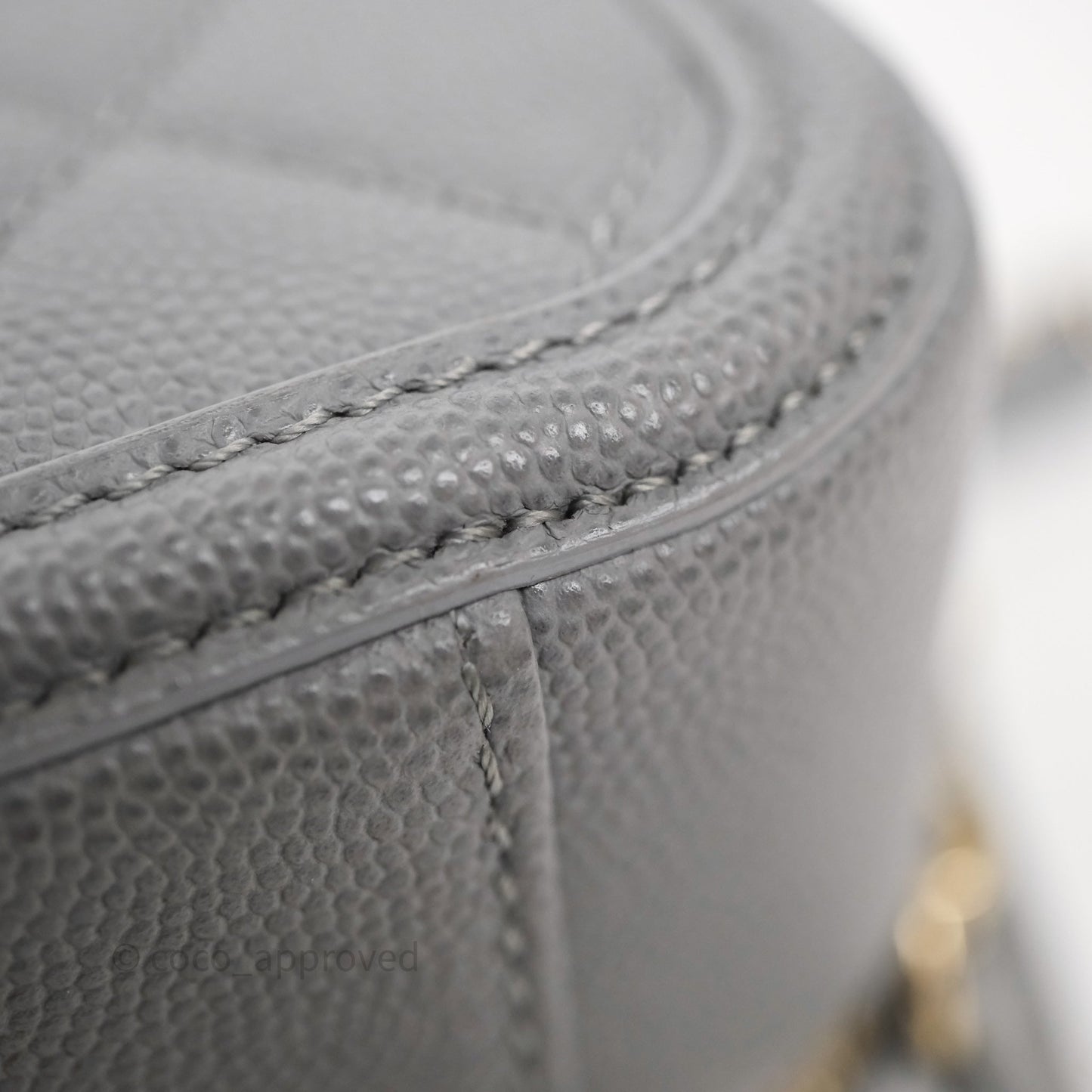 Chanel Medium CC Filigree Vanity Case Quilted Grey Caviar Gold Hardware
