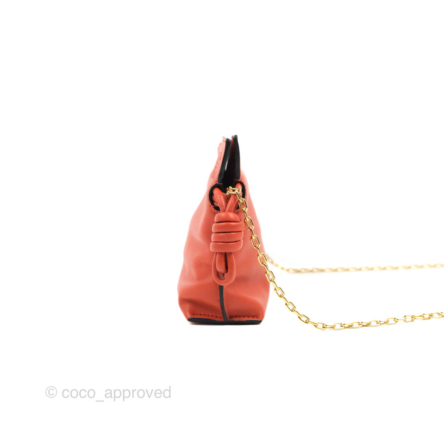 Loewe Nano Flamenco Clutch with Chain Vermillion Calfskin