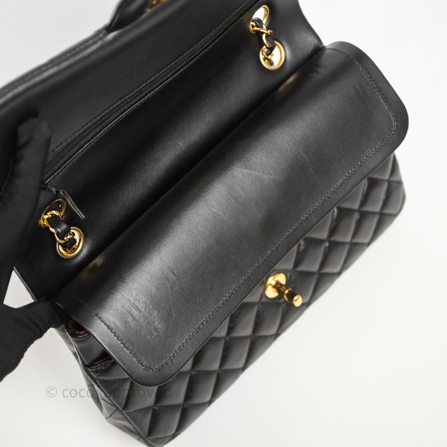 Chanel Classic M/L Medium Flap Quilted Black Lambskin Gold Hardware