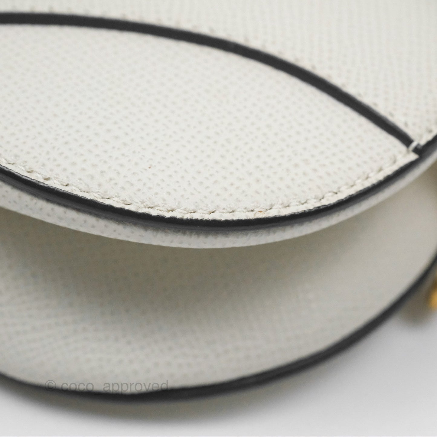 Christian Dior Mini Saddle Bag White Grained Calfskin Gold Hardware