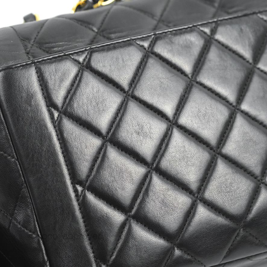 Chanel Vintage Small Flap Bag Black Lambskin 24K Gold Hardware