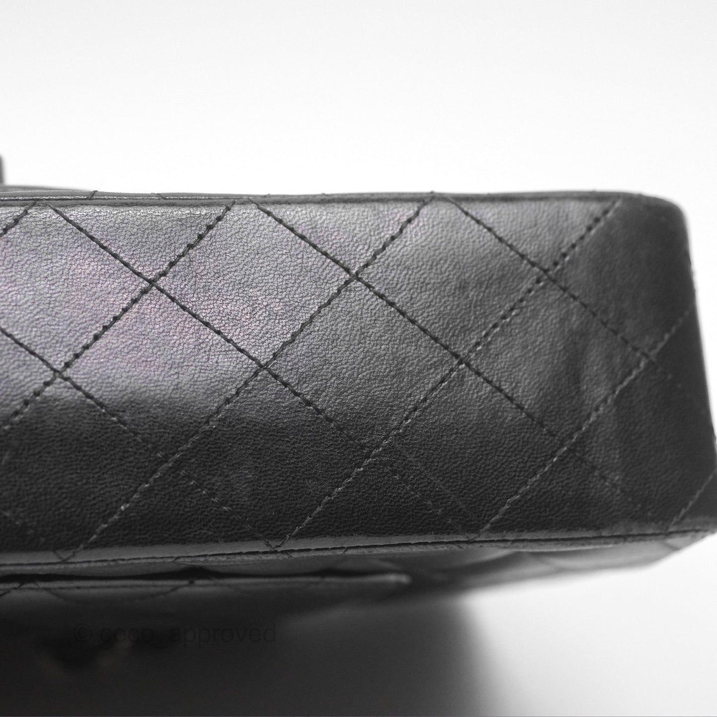 Chanel Classic M/L Medium Flap Quilted Black Lambskin Silver Hardware