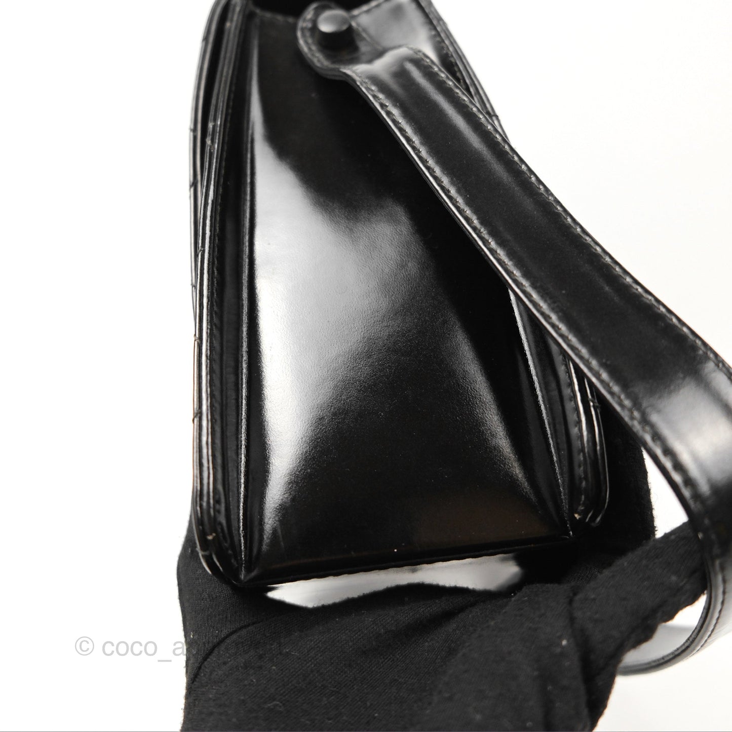 Chanel Vintage Flap Shoulder Bag Black Patent 24K Gold Hardware