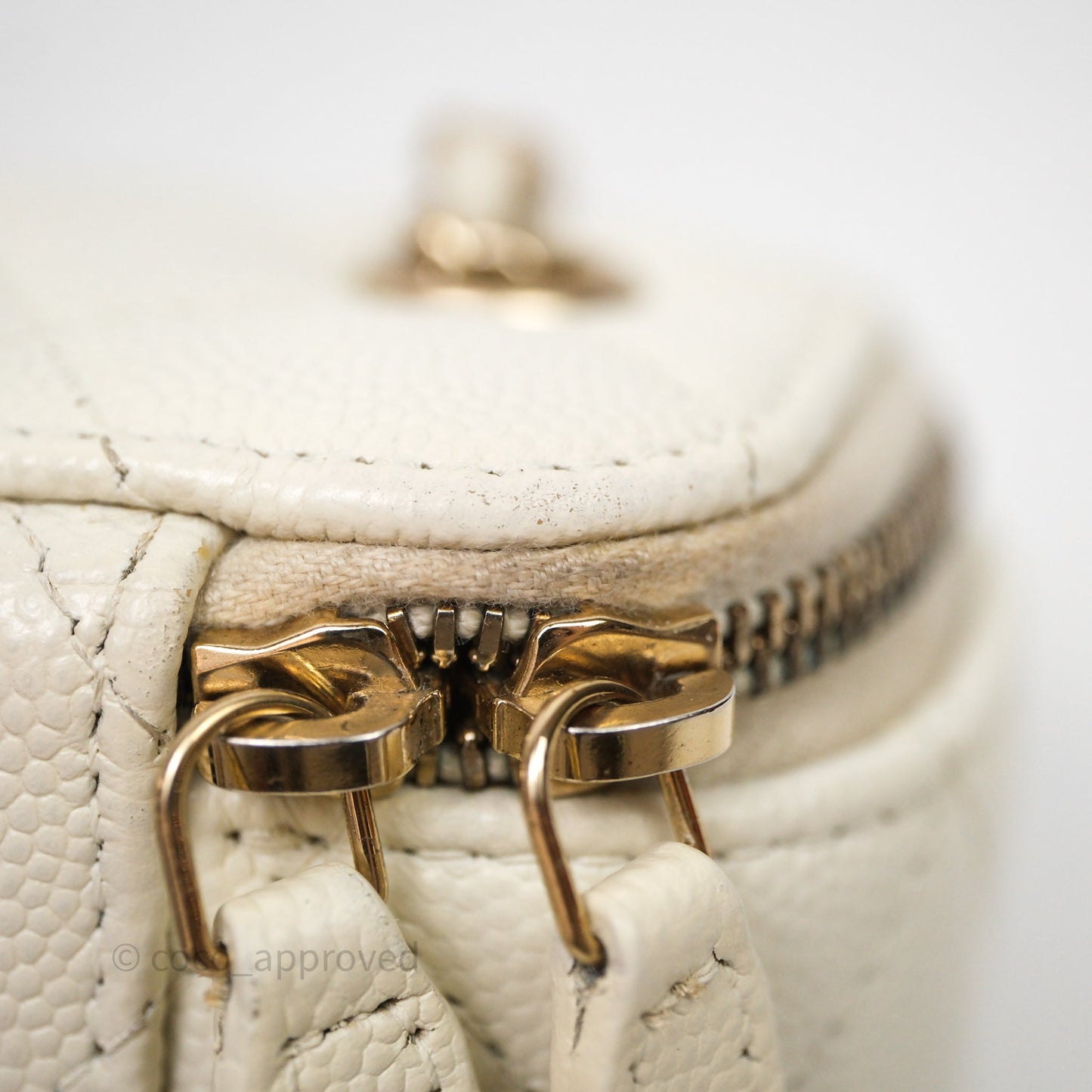 Chanel Mini Vanity With Chain White Caviar Gold Hardware