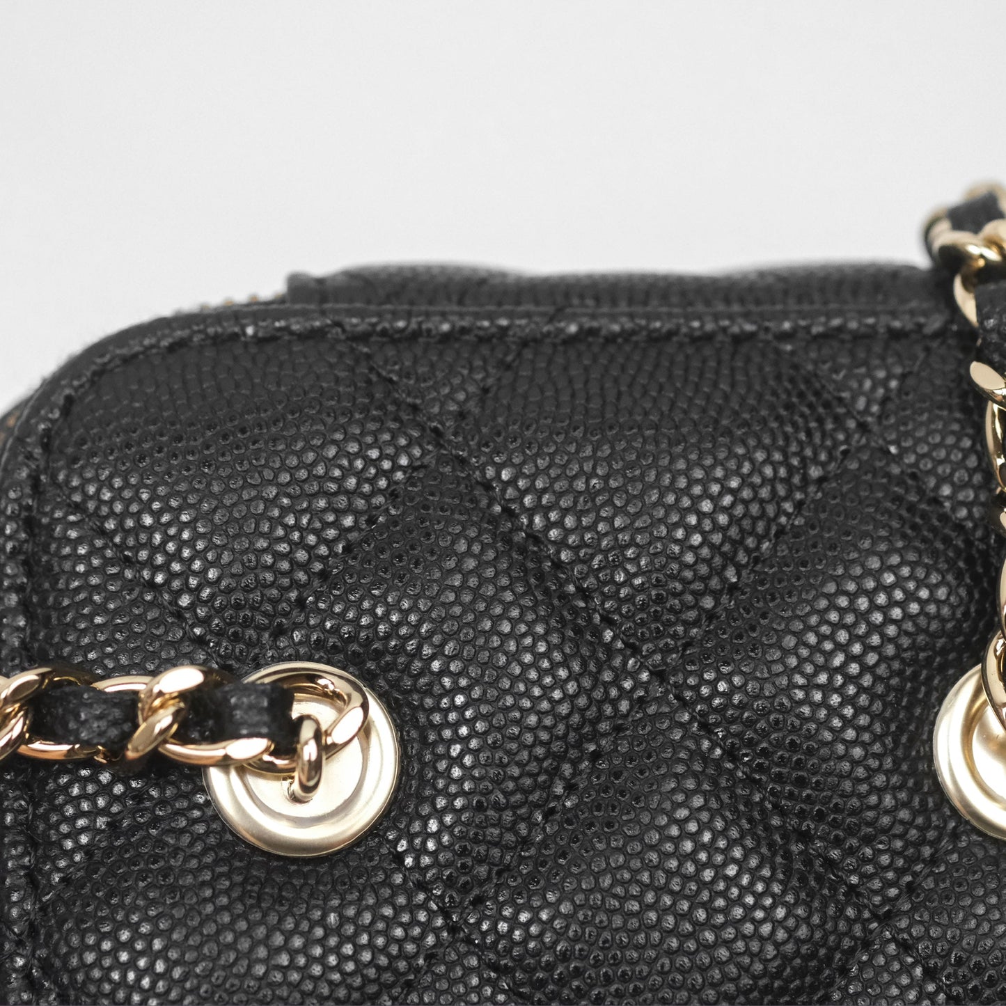 Chanel Mini Vanity With Chain Black Caviar Gold Hardware