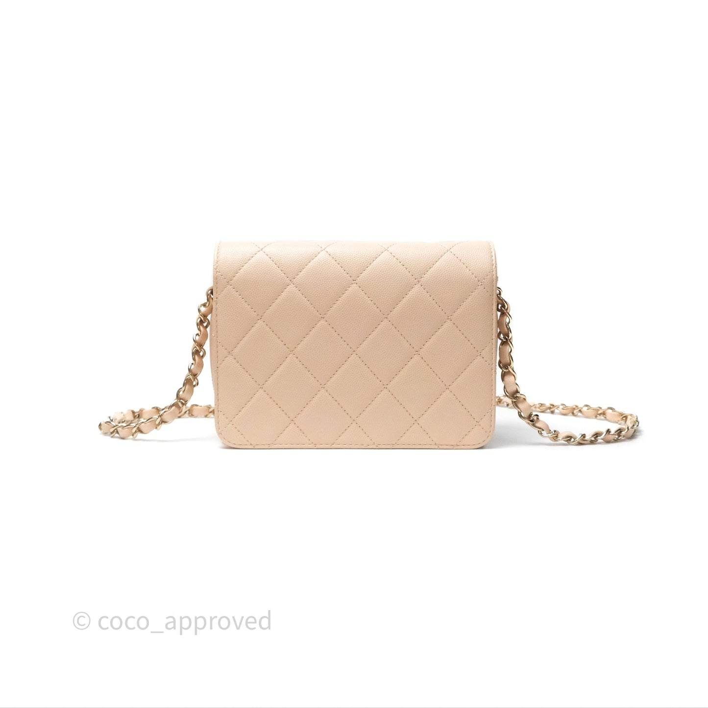 Chanel Quilted Small Like The Wallet Flap Light Beige Pink Caviar Light Gold Hardware 22C